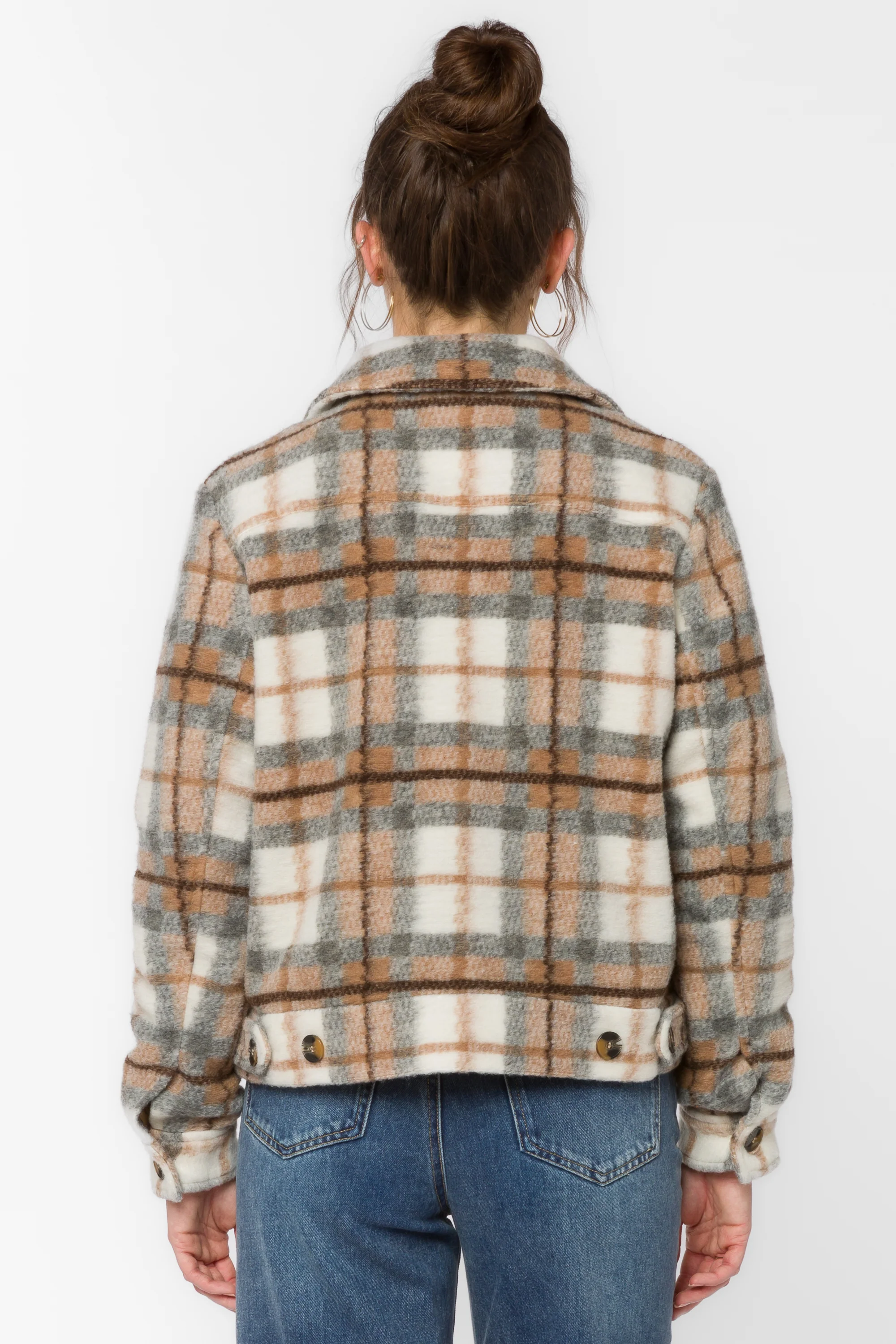 Frenchie Brown Grey Plaid Jacket