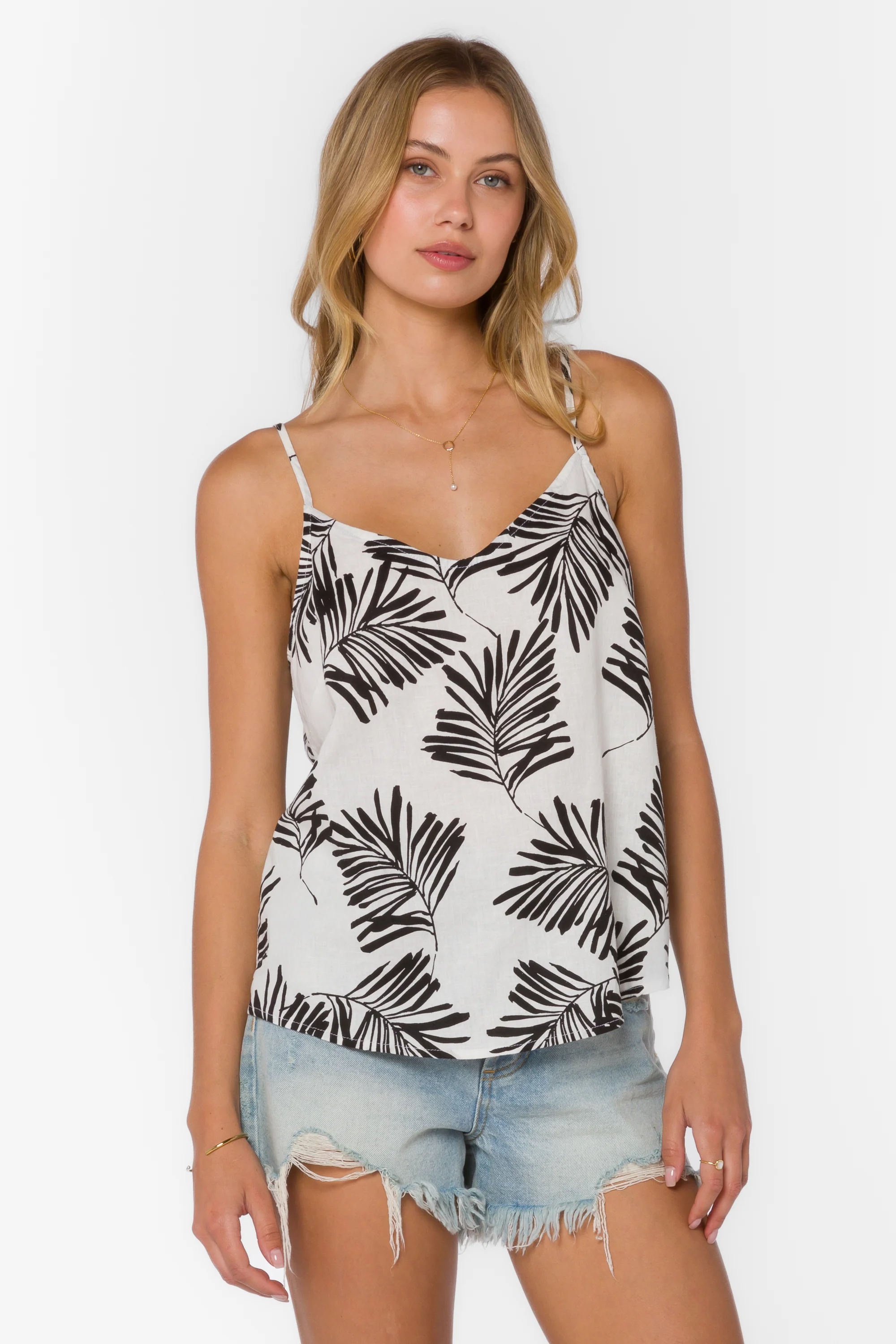 Victory Black White Palm Cami