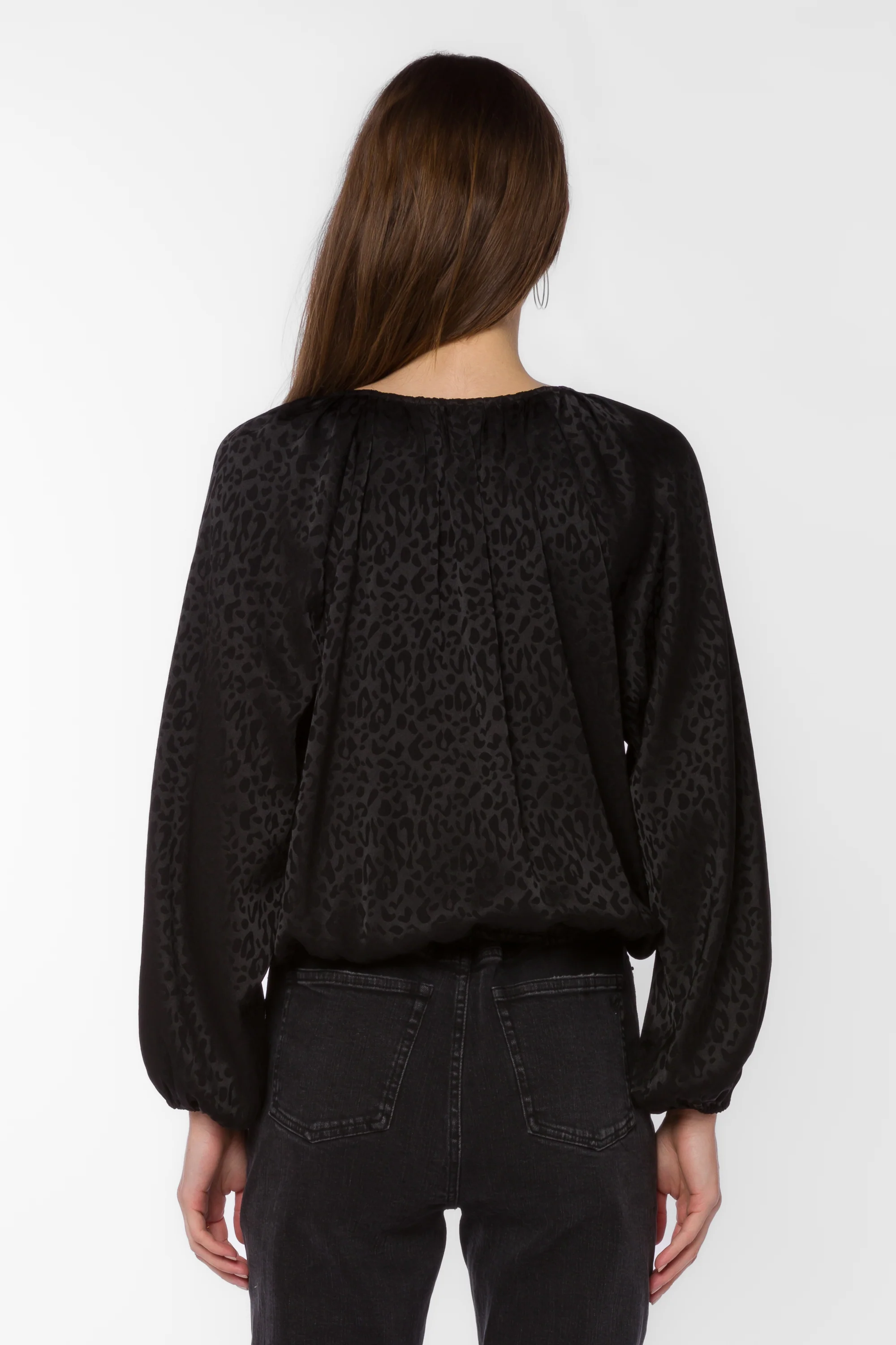 Sarai Black Leopard Jacquard Top