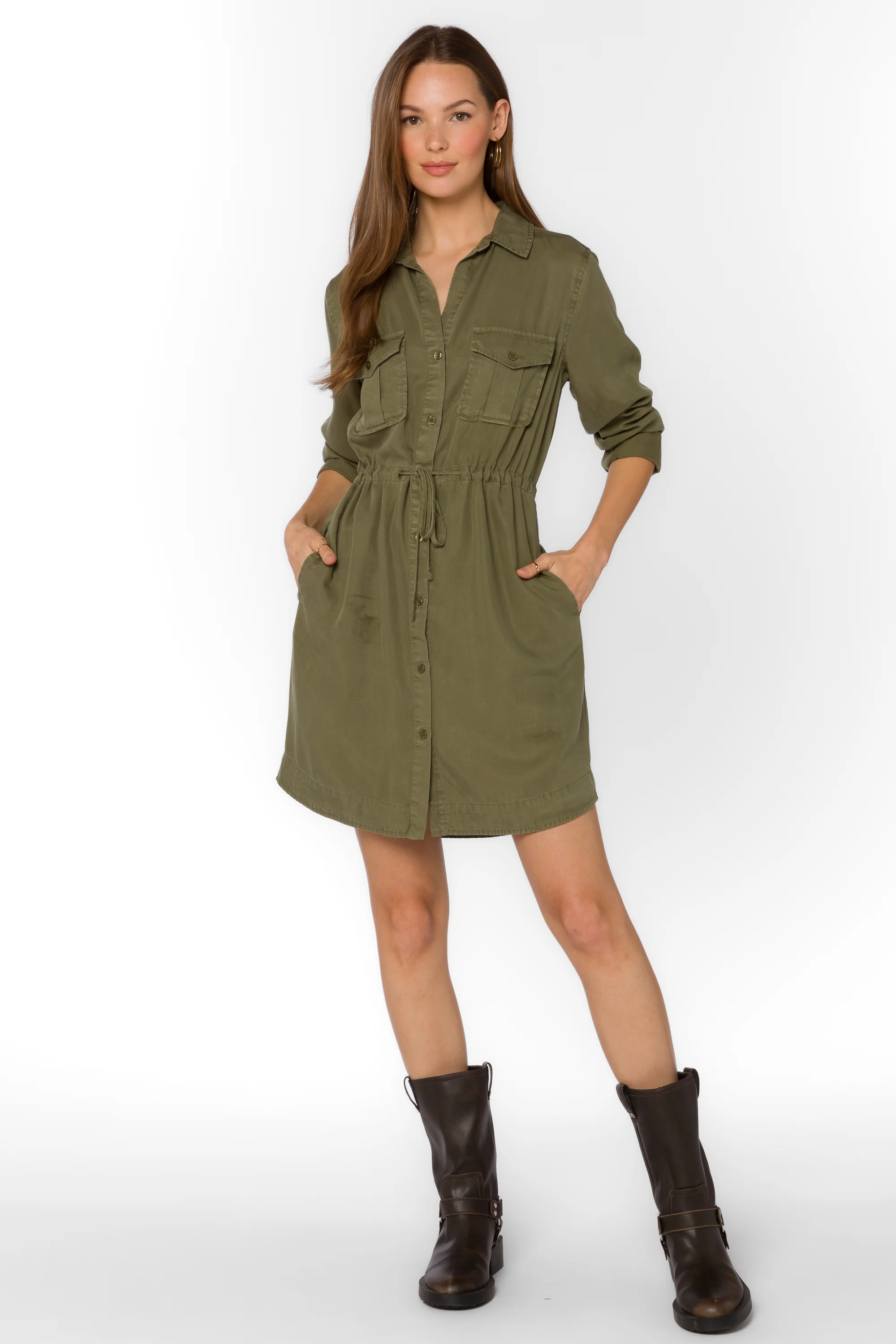 Lois Burnt Olive Dress