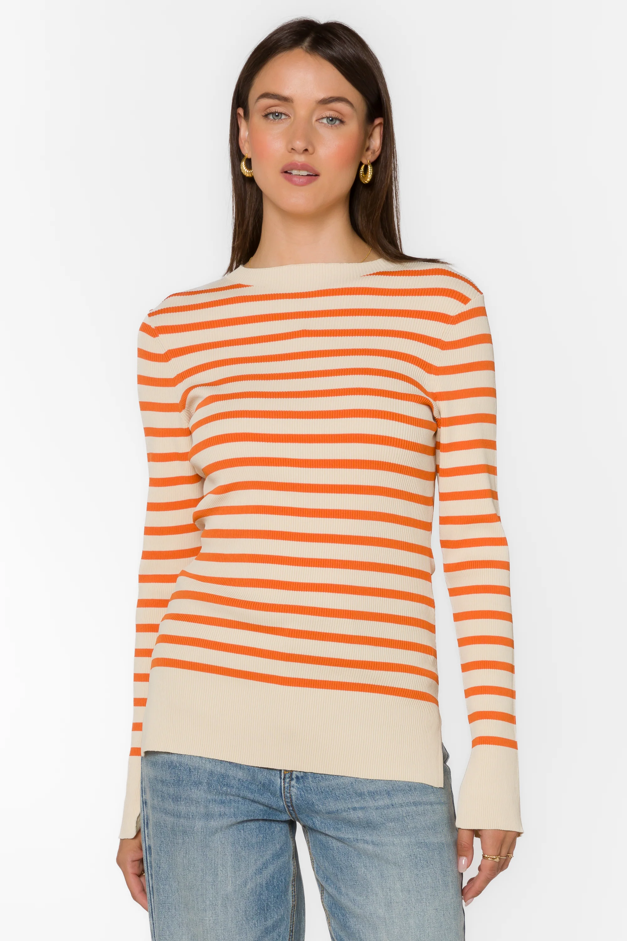 Teresa Off White Copper Stripe Sweater