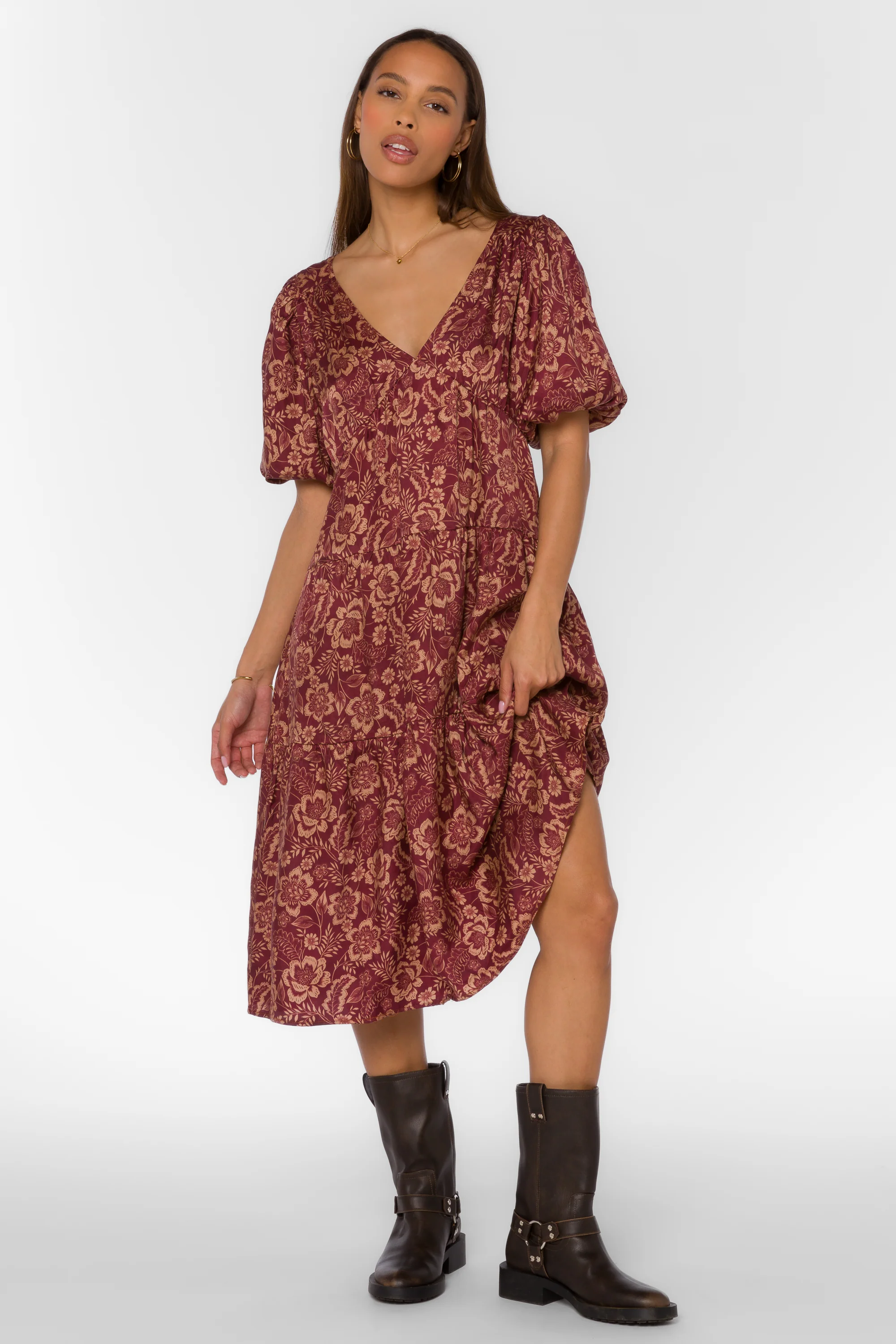 Sophia Sangria Floral Dress