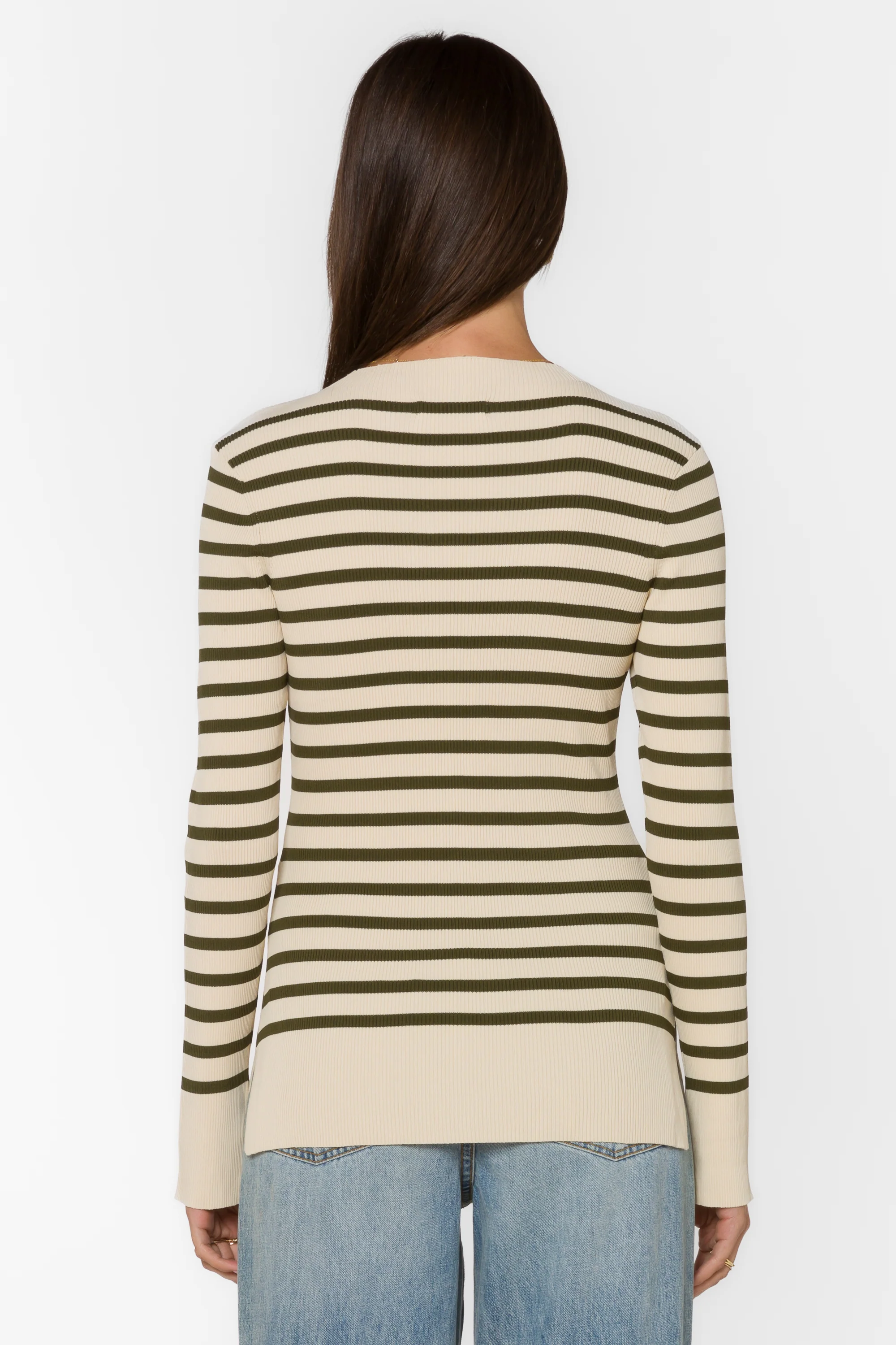 Teresa Off White Green Stripe Sweater