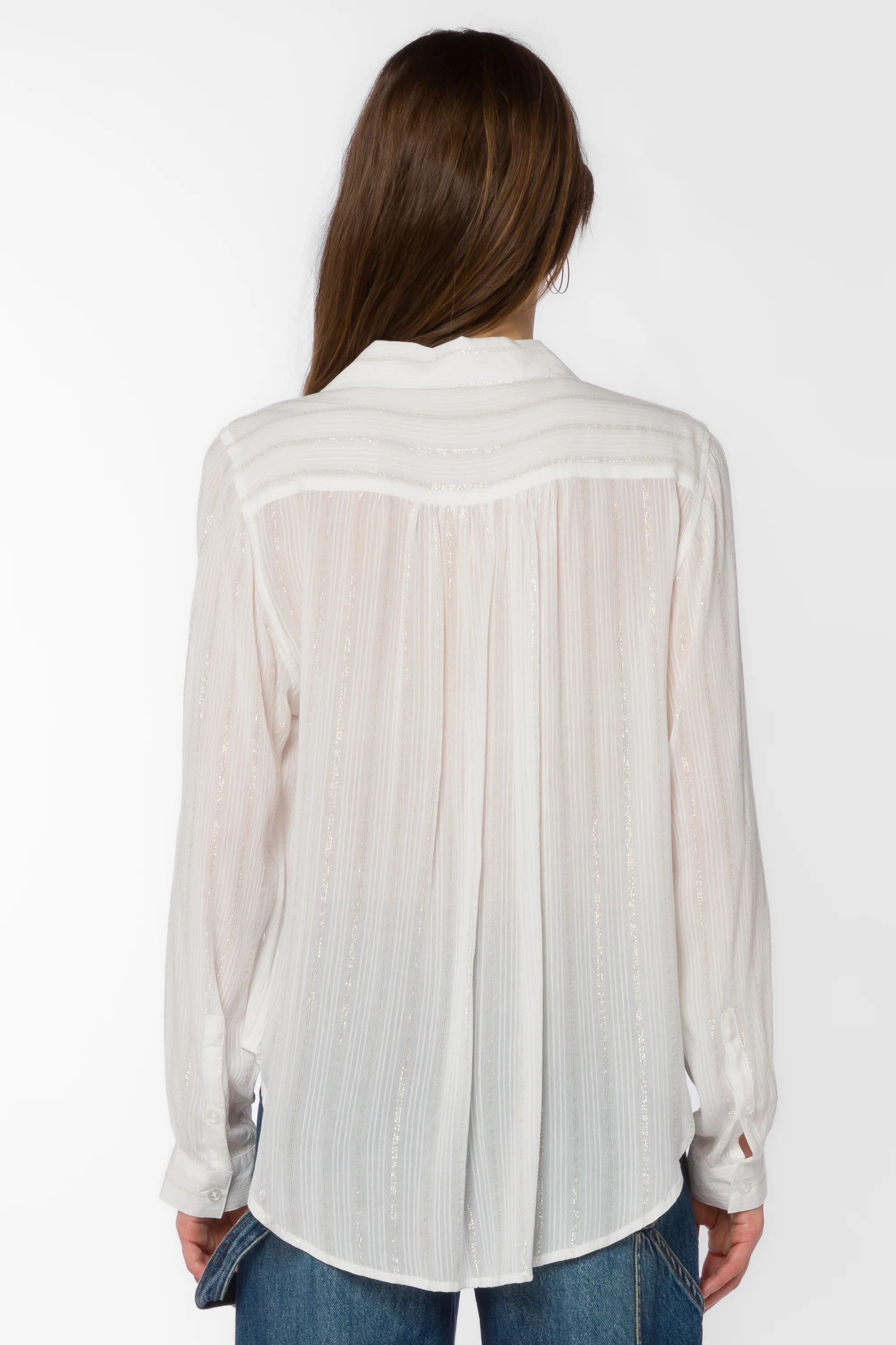 Kenzie White Lurex Stripe Shirt