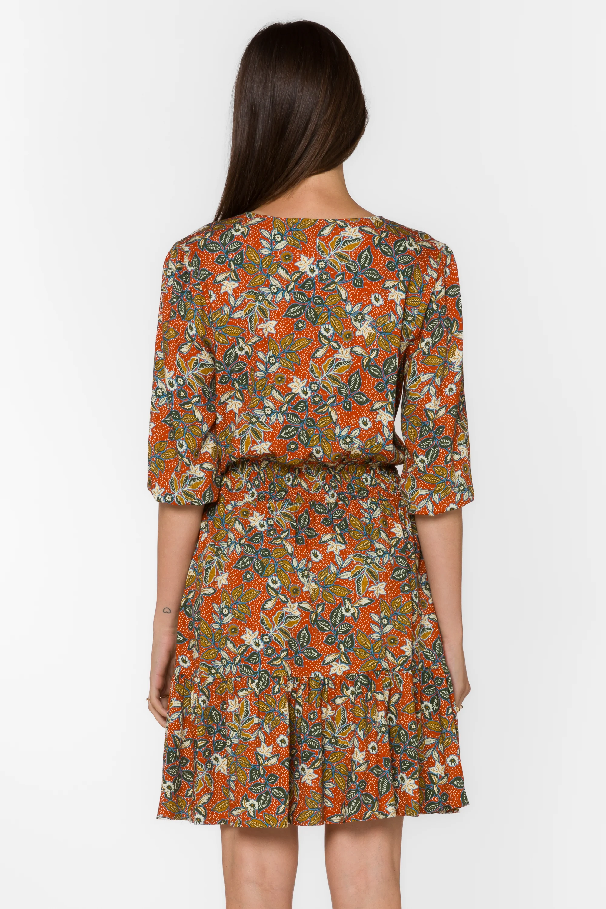 Henriette Copper Dotted Leaf Dress