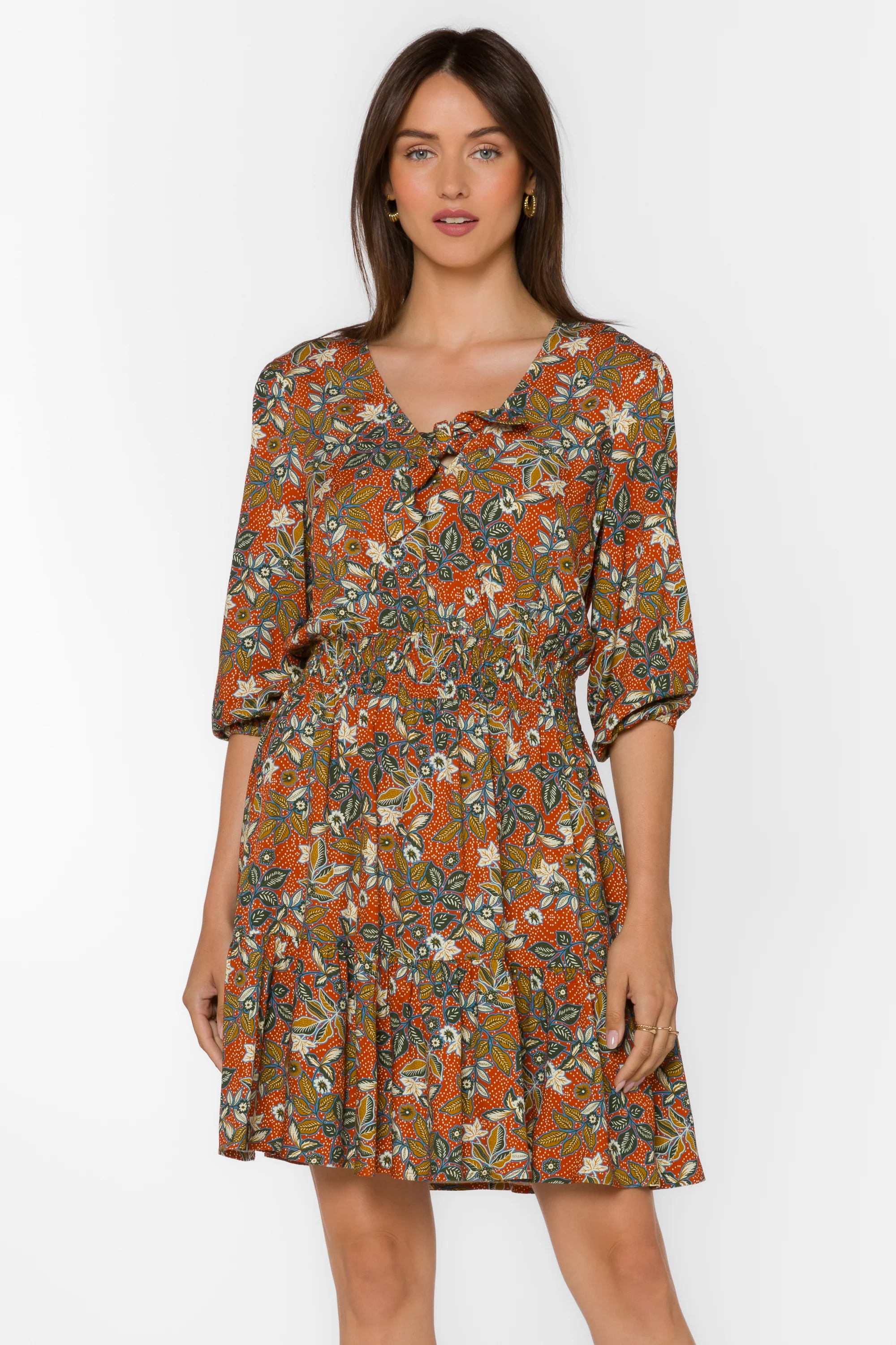 Henriette Copper Dotted Leaf Dress