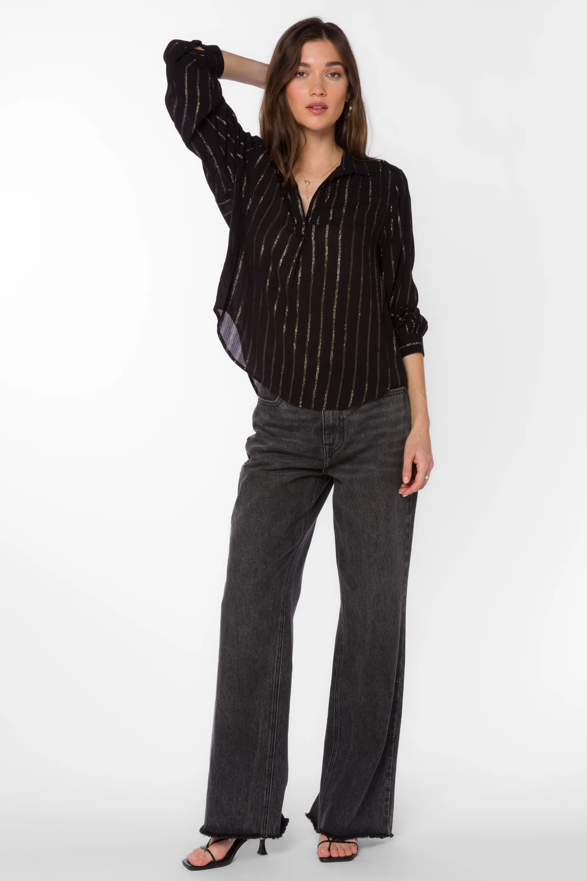 Kenzie Black Lurex Stripe Shirt