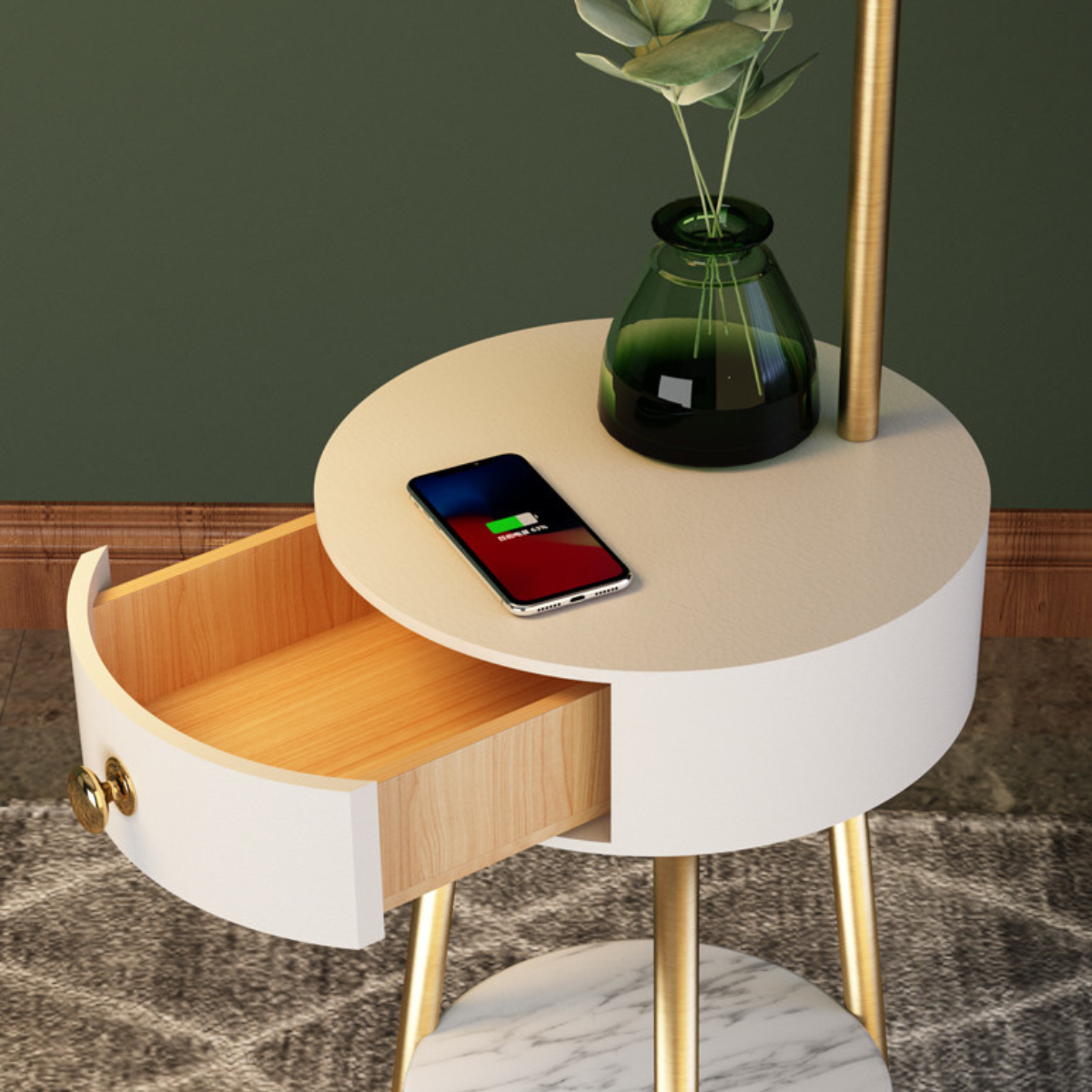 Elegant Arched Floor Lamp With Storage Table