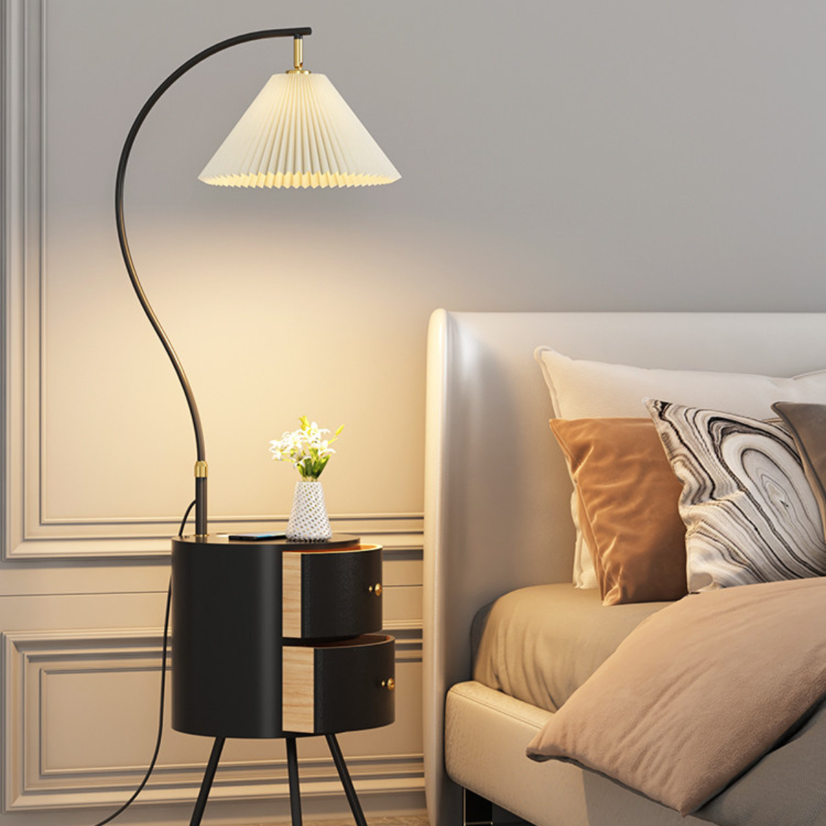 Double Storage Elegant Arch Floor Lamp