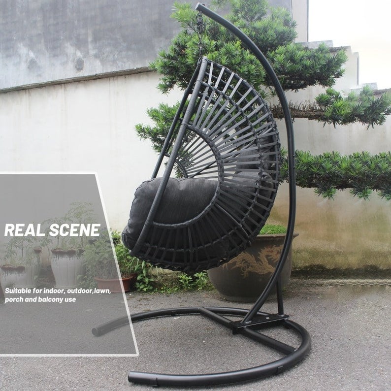 Last chance | Hammock Wicker Swing Egg Chair Outdoor Backyard or Indoor With Stand Rain Cover Included