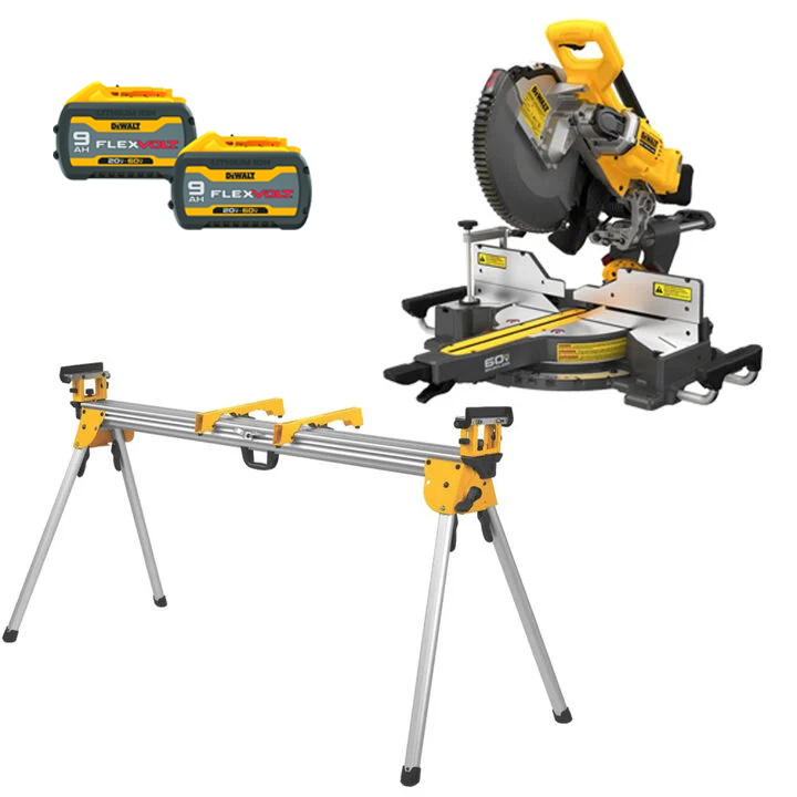 Last chance | DEWALT 60V MAX Brushless Cordless 12 inch Double Bevel Sliding Miter Saw  with Heavy Duty Miter Saw Stand Bundle