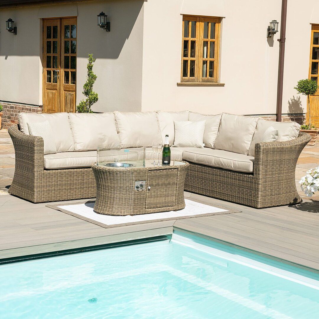 Winchester Large Corner Sofa Set with Fire Pit Table