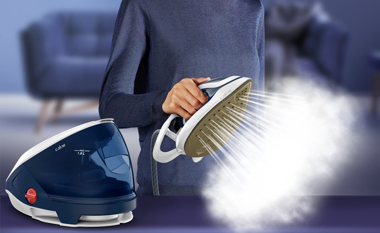 Calor Pro Express Protect Steam generator, Powerful, 7.2 bar pump, Steam flow 130 g/min, Steaming function 500 g/min, Removable limescale collector, Made in France GV9223C0