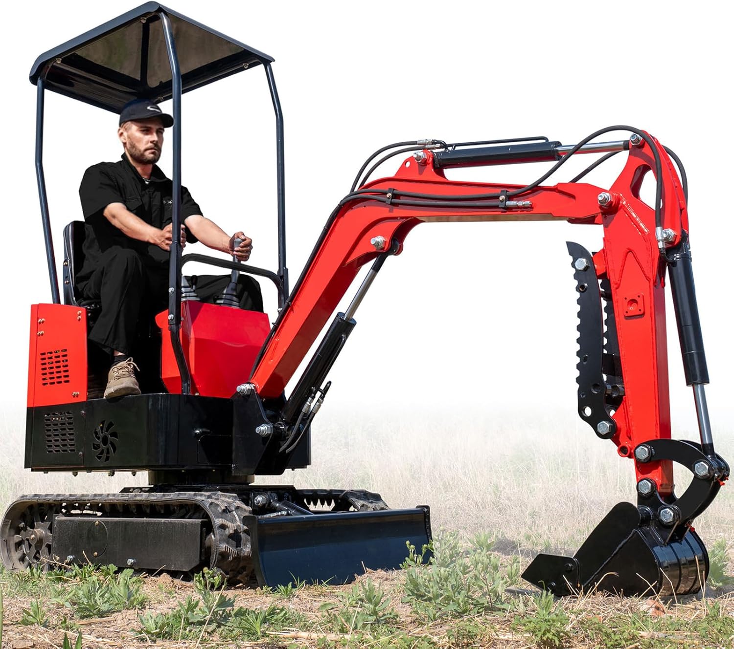 MMS 1 Ton Mini Excavator with 13.5HP Engine, Compact Backhoe Digger, Easy - to - Use Crawler Excavator for Home Use, Gardening, Landscaping & Small DIY Construction Project