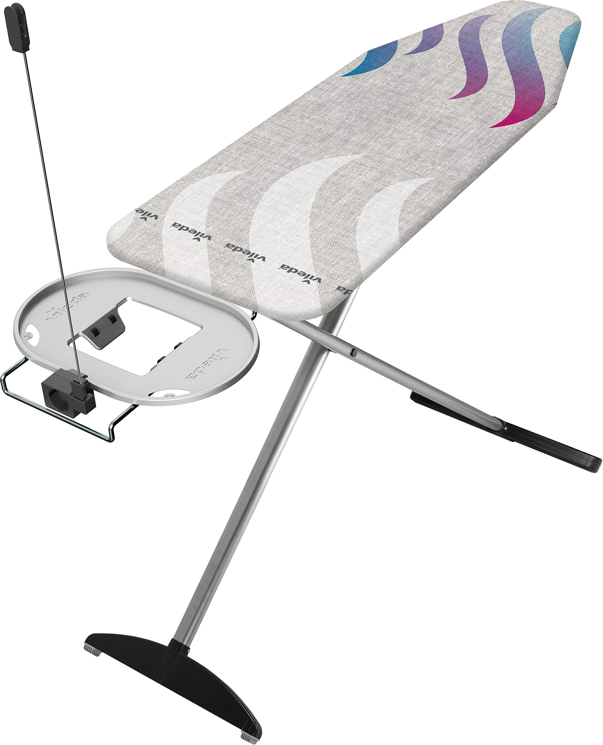 Vileda 鈥?Total Reflect Plus Ironing Board 鈥?Ironing Board with Heat and Steam Reflection Technology, Power Outlet Included 鈥?Adjustable Height, Grey/Green, One Size