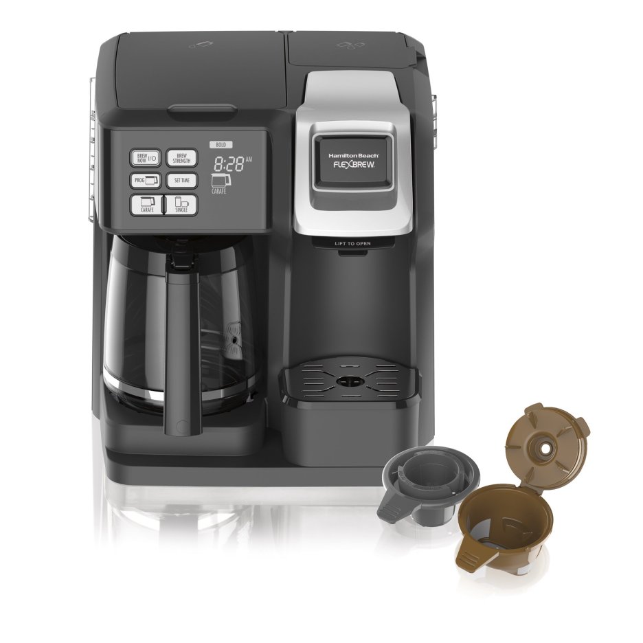 Hamilton Beach FlexBrew Trio Coffee Maker, Single Serve, Black and Silver, Model 49954
