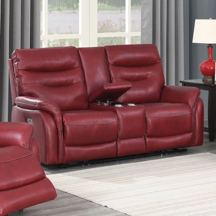 Aonghus 73.5'' Leather Match Pillow Top Arm Reclining Loveseat