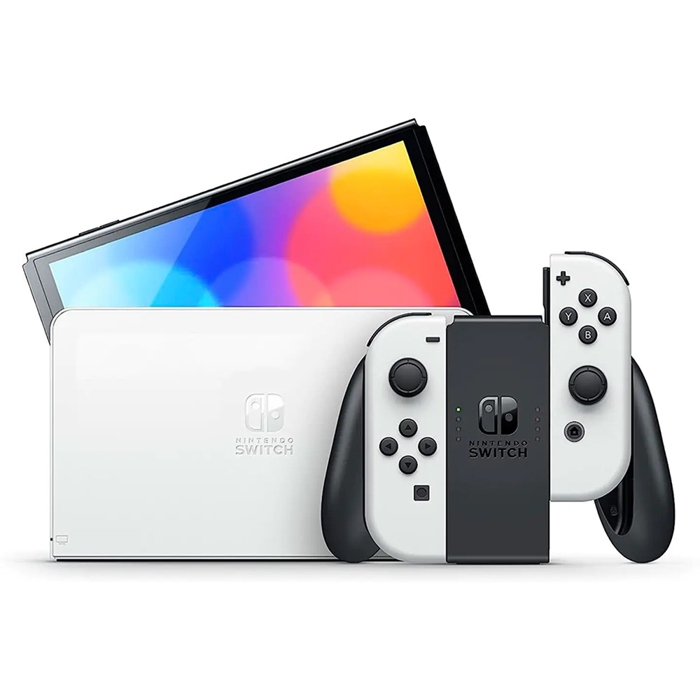 Nintendo - Geek Squad Certified Switch 鈥?OLED Model w/ White Joy-Con - White