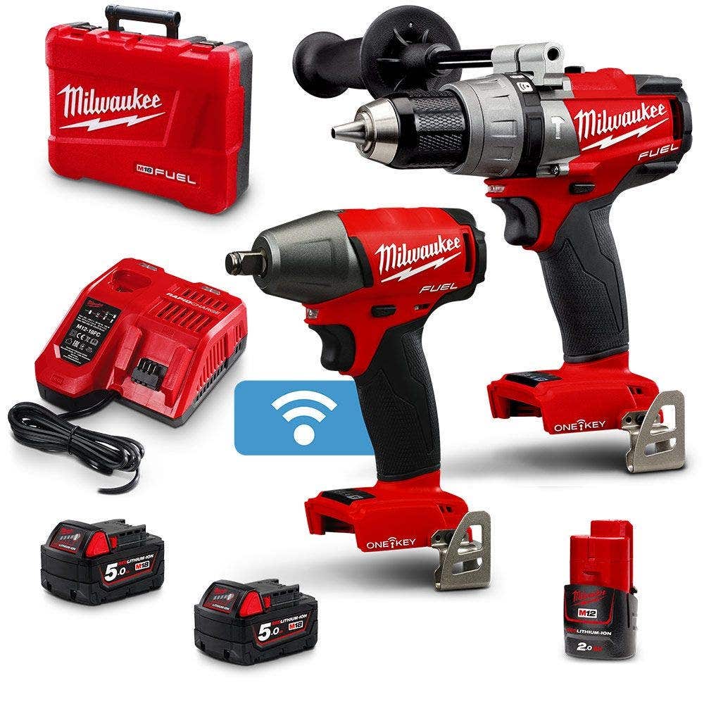 MILWAUKEE 18V FUEL鈩?Brushless 2 Piece 1 x 2.0Ah/2 x 5.0Ah ONE-KEY鈩?Combo Kit M18ONEPP2B2-502C