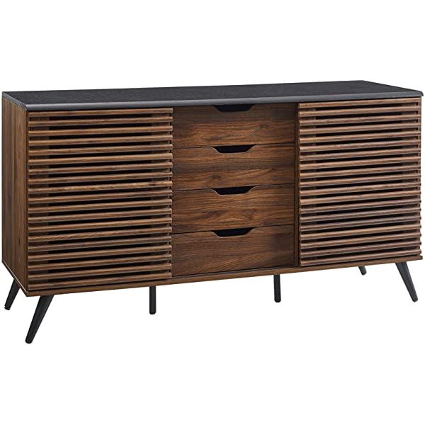 Walker Edison Modern 4 Drawer Sliding Door Wood Cabinet