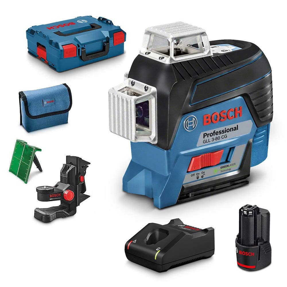BOSCH 12V 3x360掳 Green Multi-Line Laser Level Kit 06159940R1