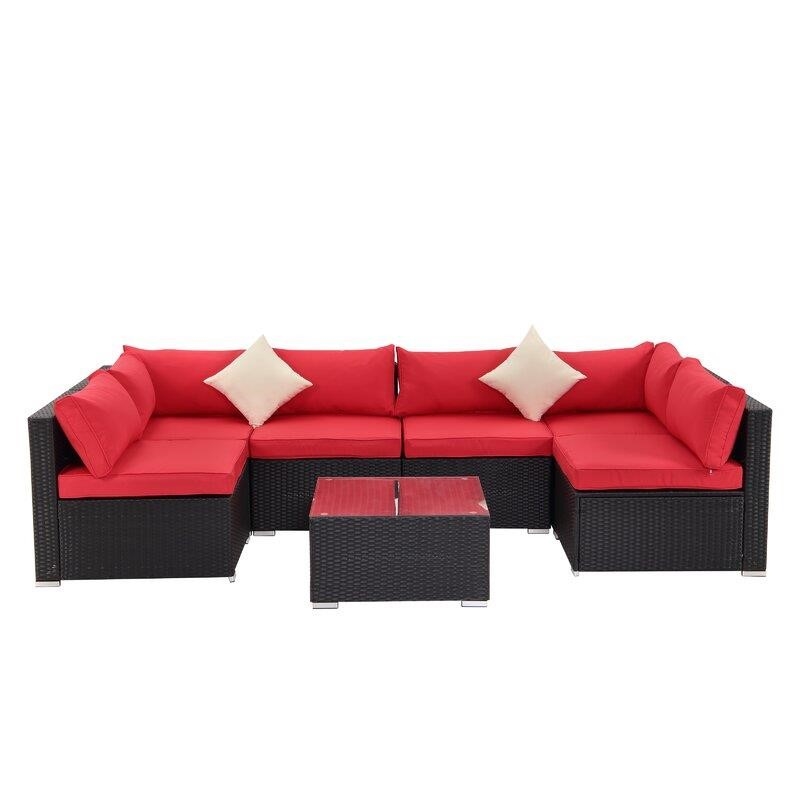 Moshannon Wicker/Rattan 6 - Person Seating Group with Cushions