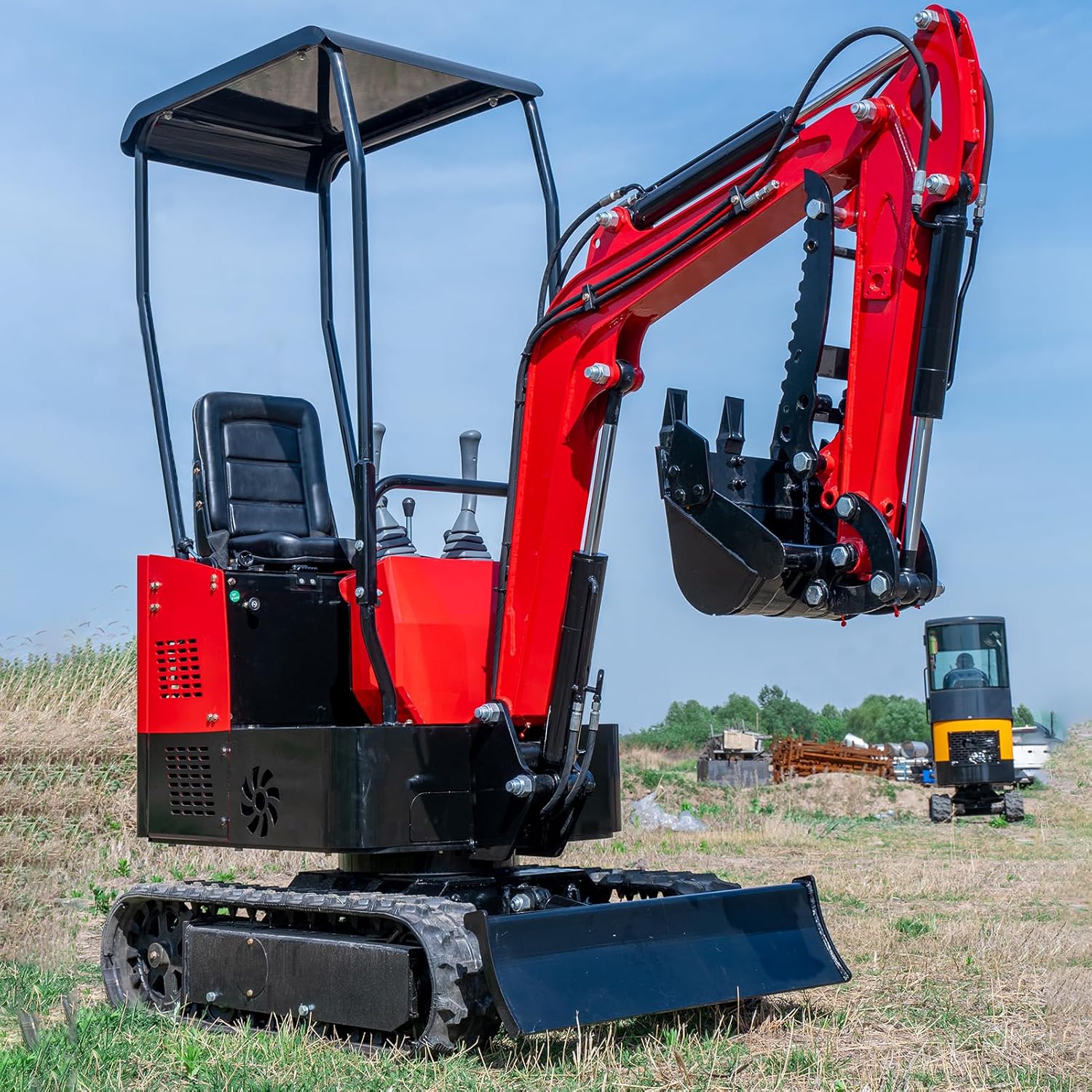 MMS 1 Ton Mini Excavator with 13.5HP Engine, Compact Backhoe Digger, Easy - to - Use Crawler Excavator for Home Use, Gardening, Landscaping & Small DIY Construction Project