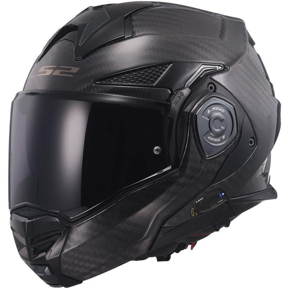 Last chance | MODULAR MOTORCYCLE BLUETOOTH HELMET L~S~2 FF901 ADVANT X CARBON Flip Front Dual Visor Touring Motorbike Full Face Crash Helmet with Pre-Fitted LS2 4X Intercom