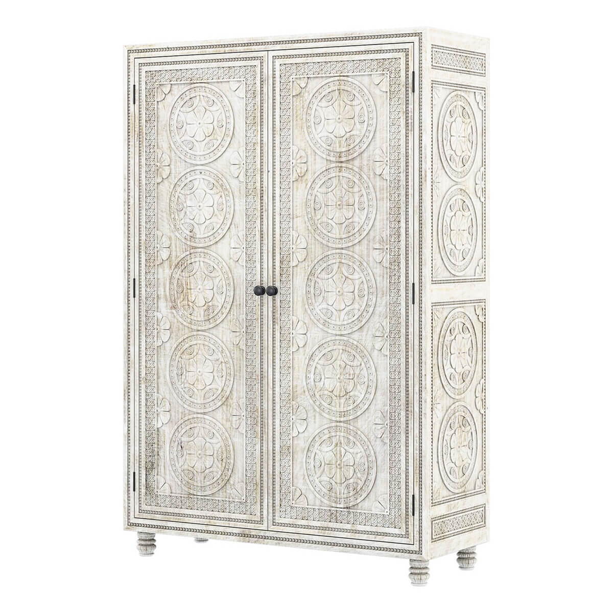 2023 HOT SALE Solid Mahogany Wood Hand Carved Moroccan Style Large Armoire