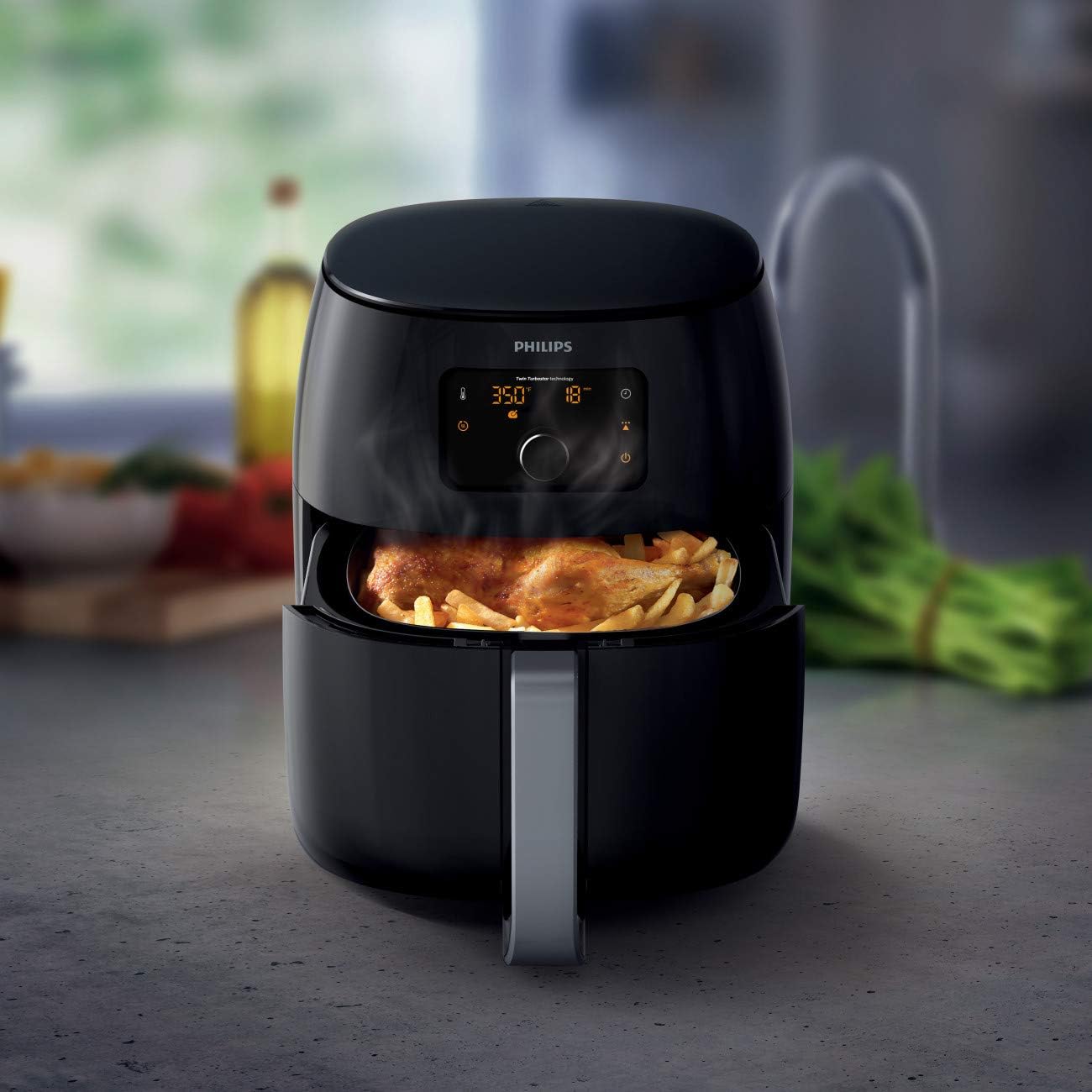 Premium Airfryer XXL with Fat Removal Technology, 3lb/7qt, Black, HD9650/96