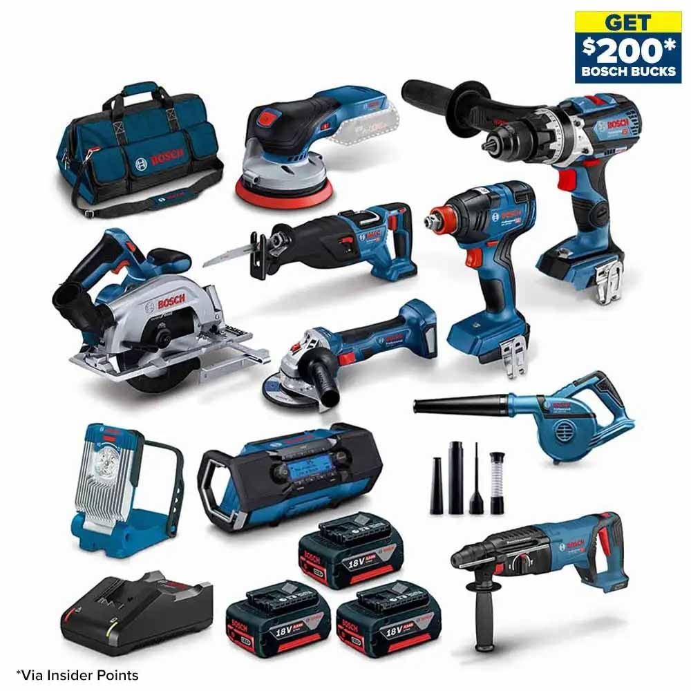 Last chance | BOSCH 18V Brushless 10 Piece 3 x 5.0Ah Combo Kit 0615990N3B
