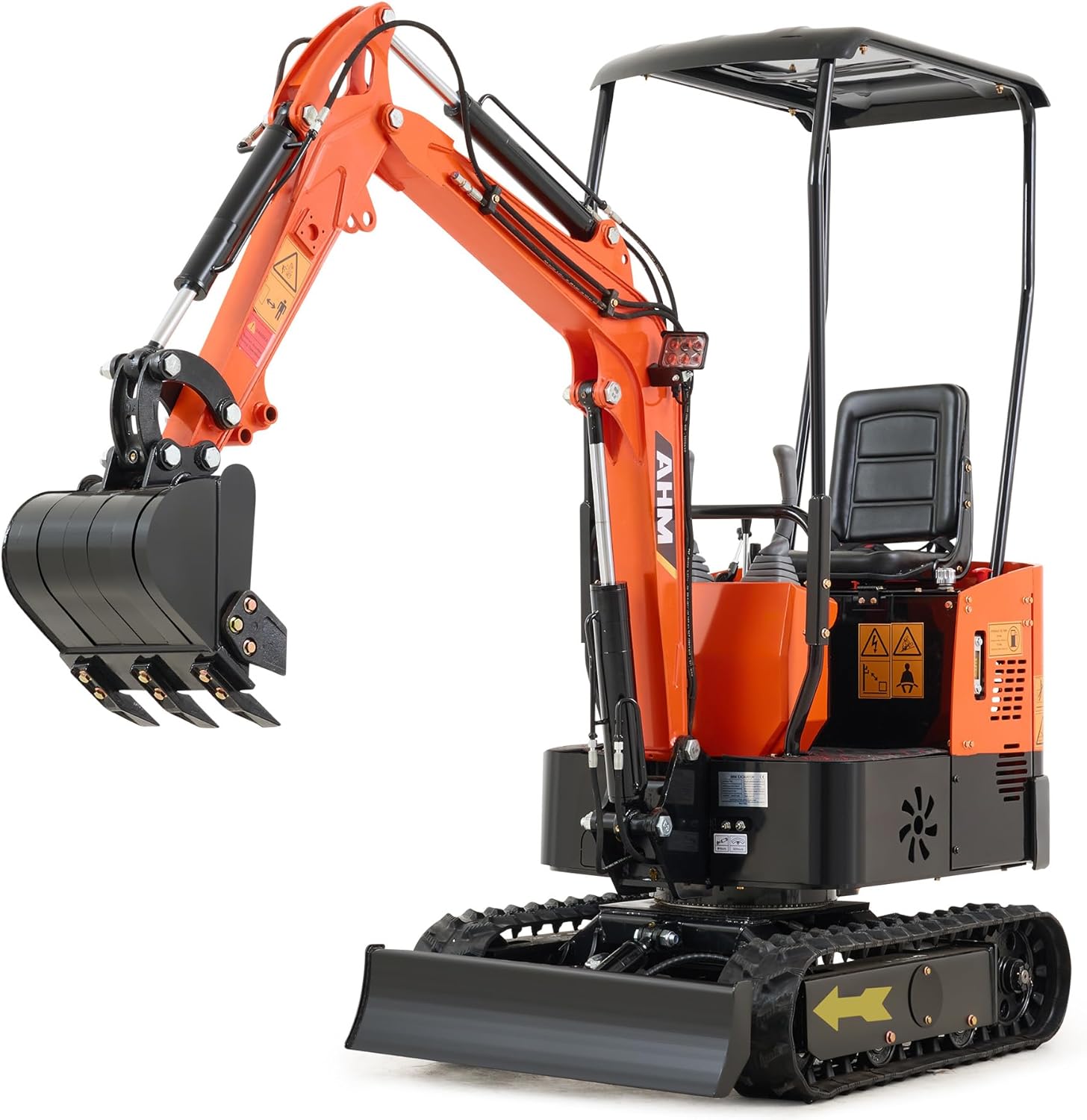 AHM Mini Excavator Machine, 1 Ton Mini Crawler Excavator with 13.5 hp EPA Certified Engine & All-Terrain Tracks, Trench Digger with Canopy & Adjustable Seat for Garden Farm Park Construction Site