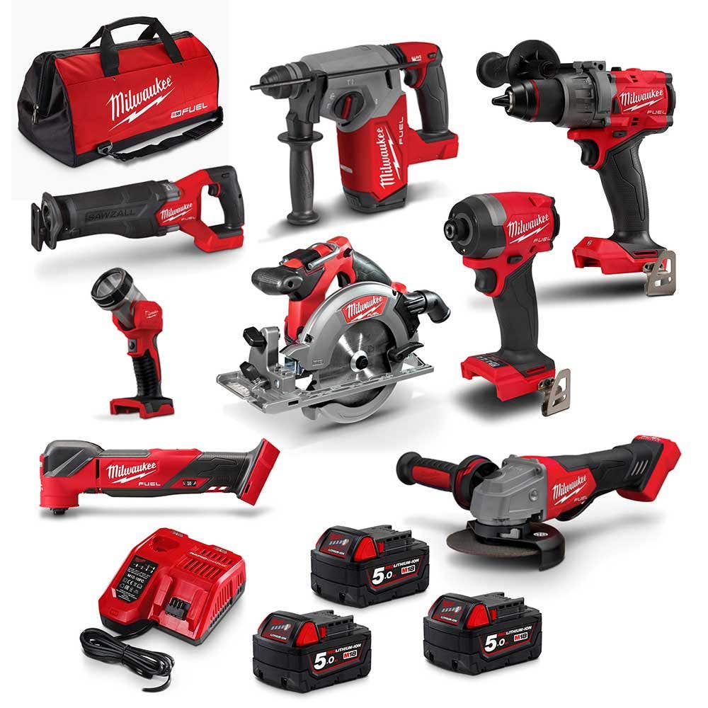MILWAUKEE 18V FUEL鈩?8 Piece 3 x 5.0Ah Combo Kit M18FPP8A3503B