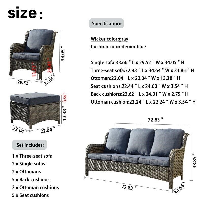 Latimer Wicker/Rattan 5 - Person Seating Group with Cushions