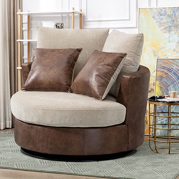 Barrel Chair Swivel Accent Sofa with Pillows