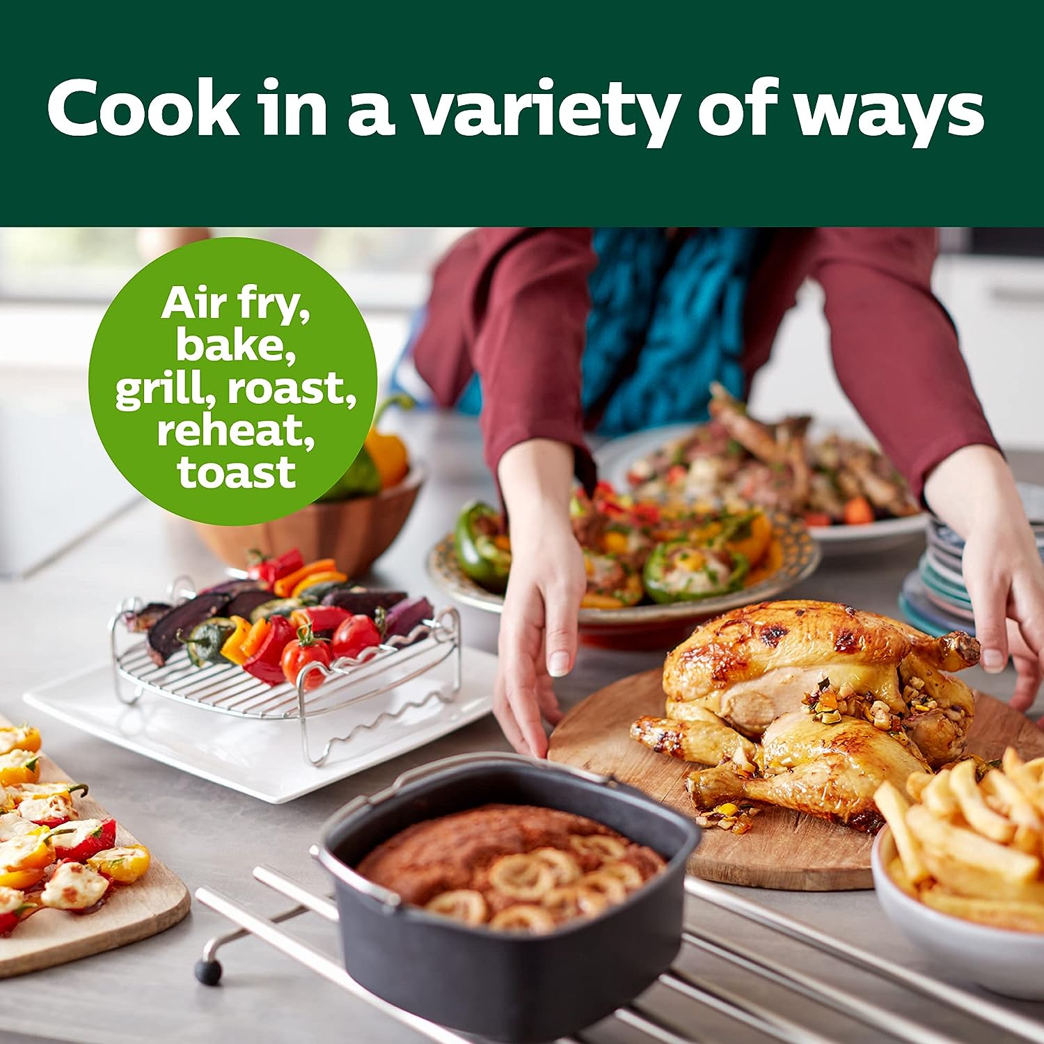 Last chance | Essential Connected XL 2.65lb/6.2L Capacity Digital Airfryer with Rapid Air Technology, Wi-Fi Connected (Kitchen+ App), Alexa Compatible, Black- HD9280/91, Compact