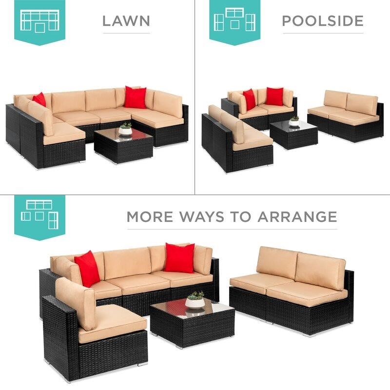 Wicker/Rattan 6 - Person Seating Group with Cushions