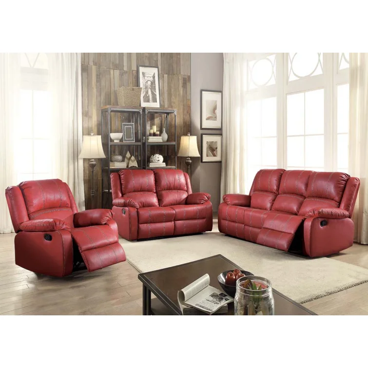 ??2023 HOT SALE 60'' Faux Leather Pillow Top Arm Reclining Loveseat