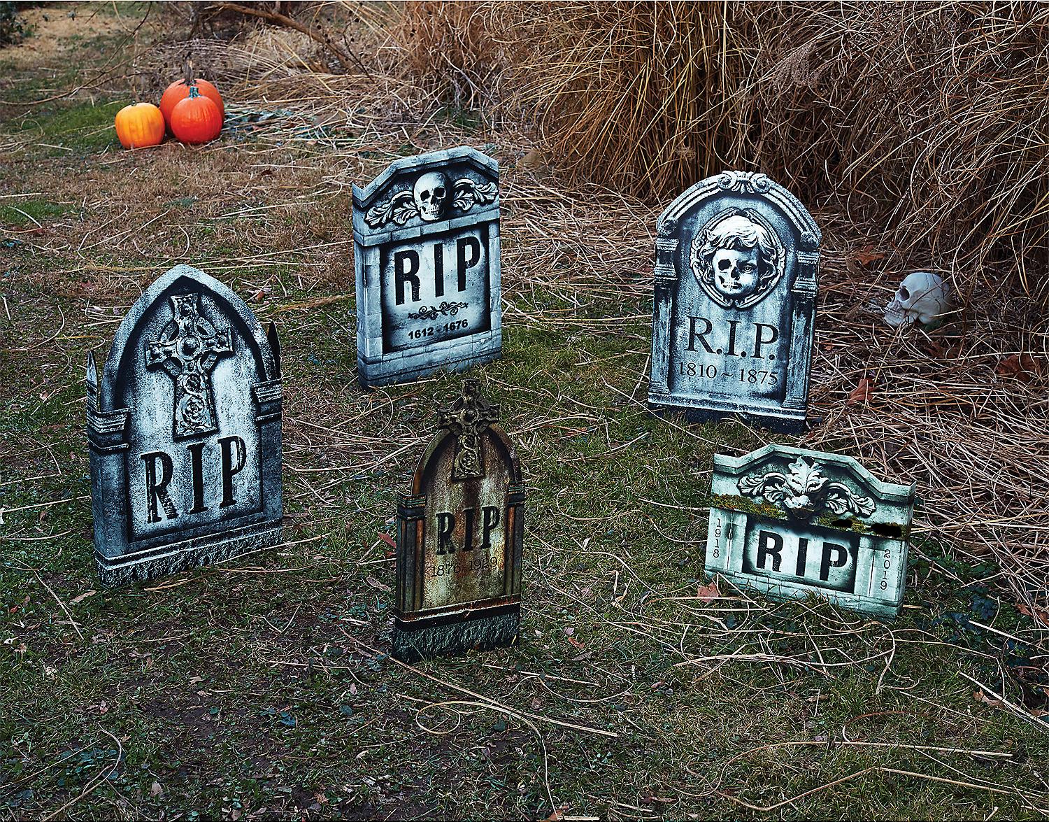 Photo-Realistic Tombstone Halloween Decorations Set