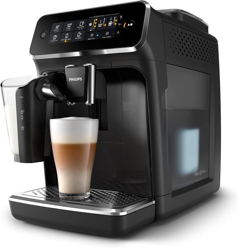 Last chance | PHILIPS 3200 Series Fully Automatic Espresso Machine - LatteGo Milk Frother, 5 Coffee Varieties, Intuitive Touch Display, Black, (EP3241/54)