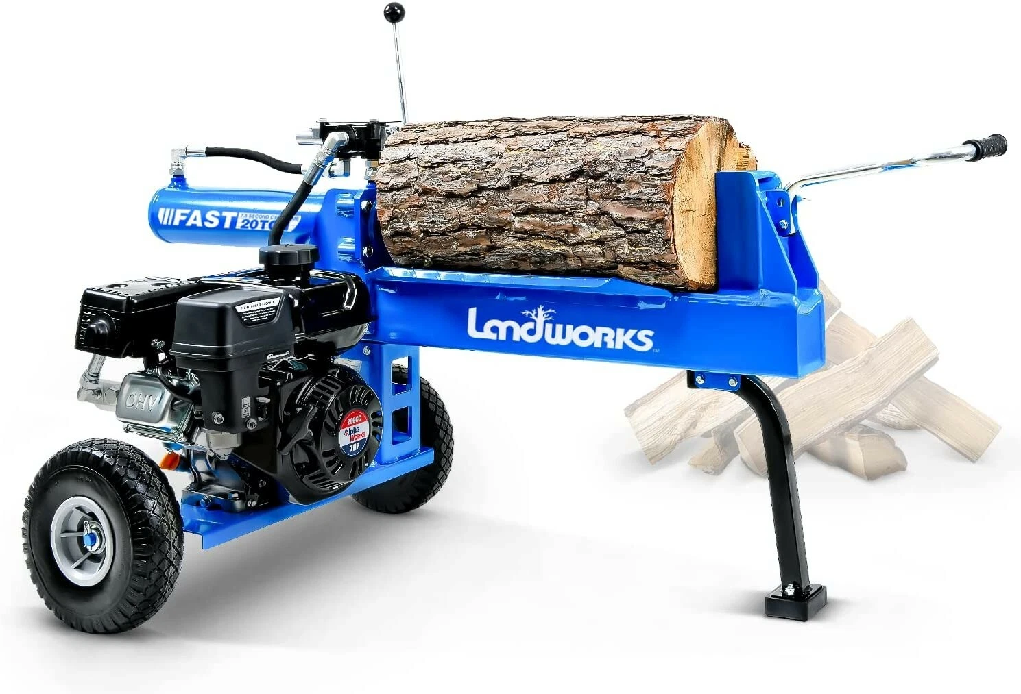 Last chance | Landworks Log Splitter Portable 20 Ton Rapid Auto Return System Bucher Gear 7HP
