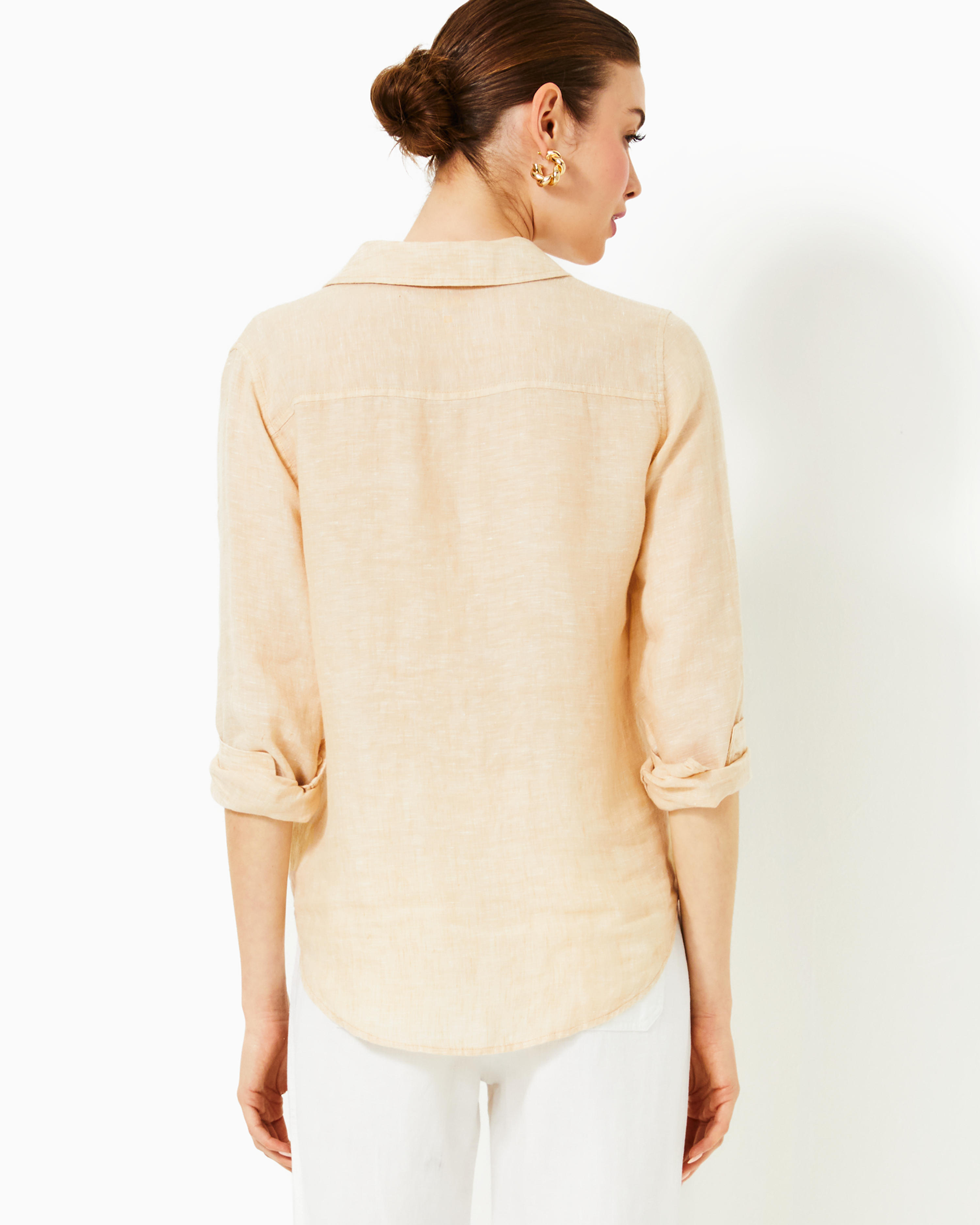 Sea View Linen Button Down Top