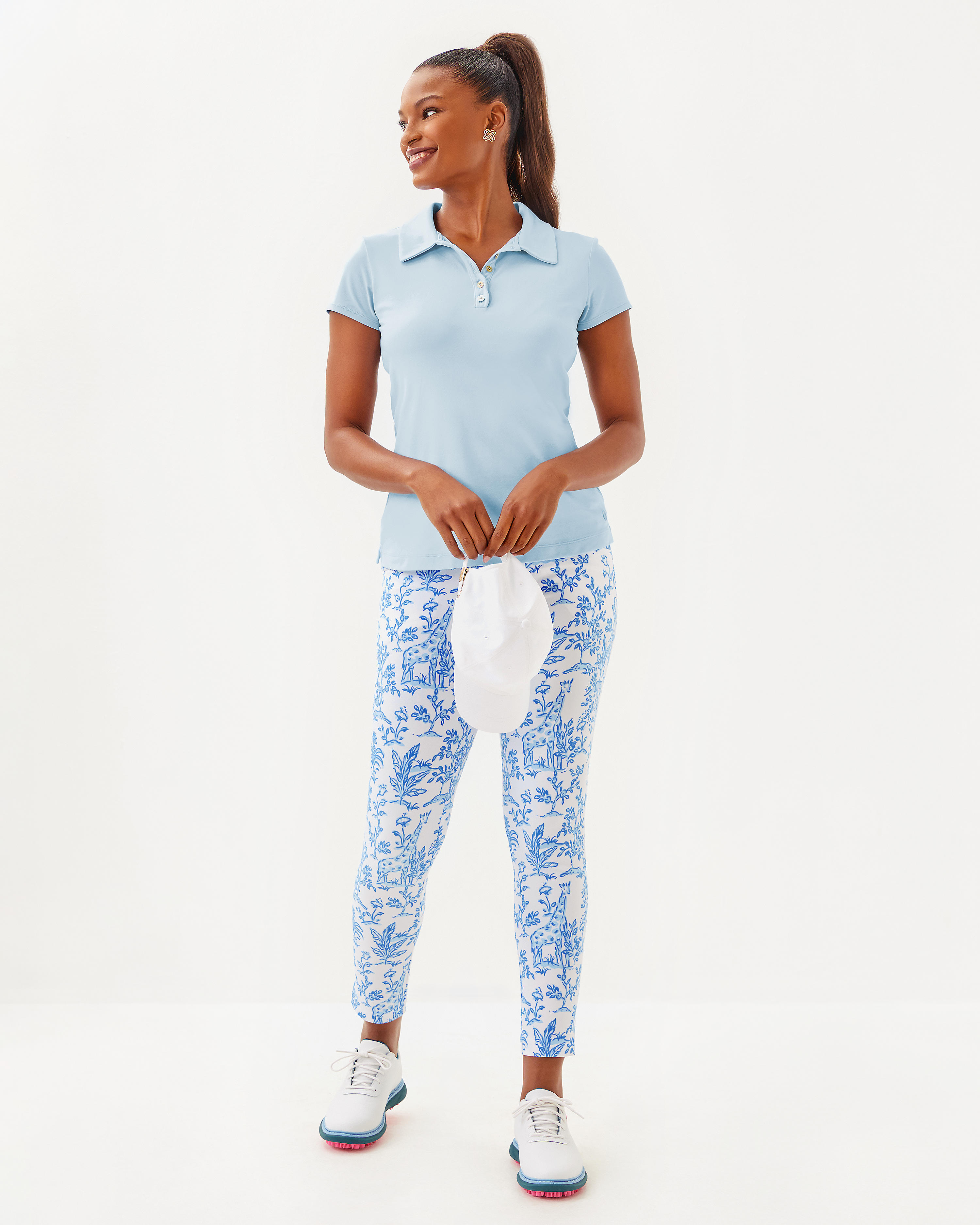 UPF 50+ Luxletic Frida Scallop Polo Top