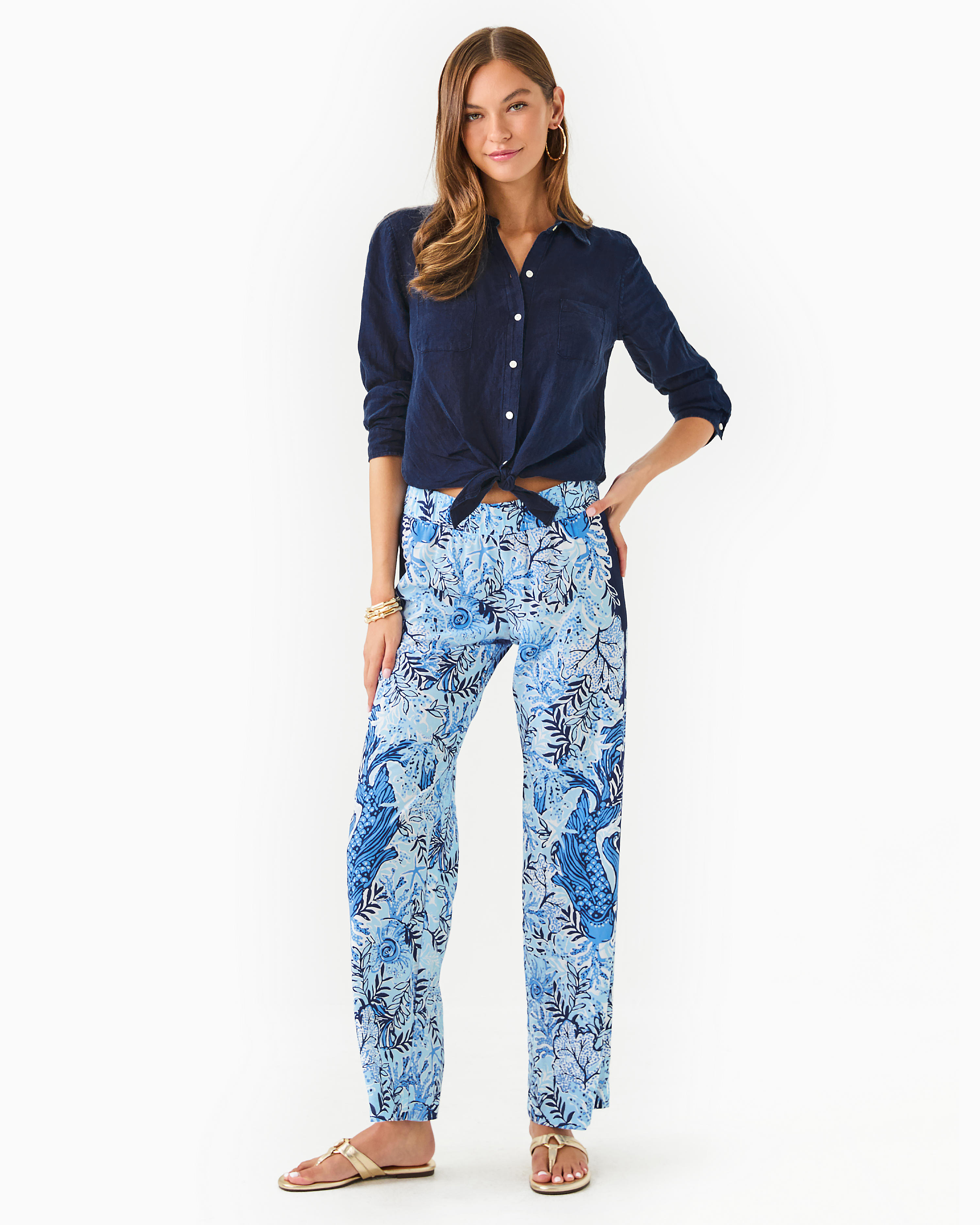 Sea View Linen Button Down Top