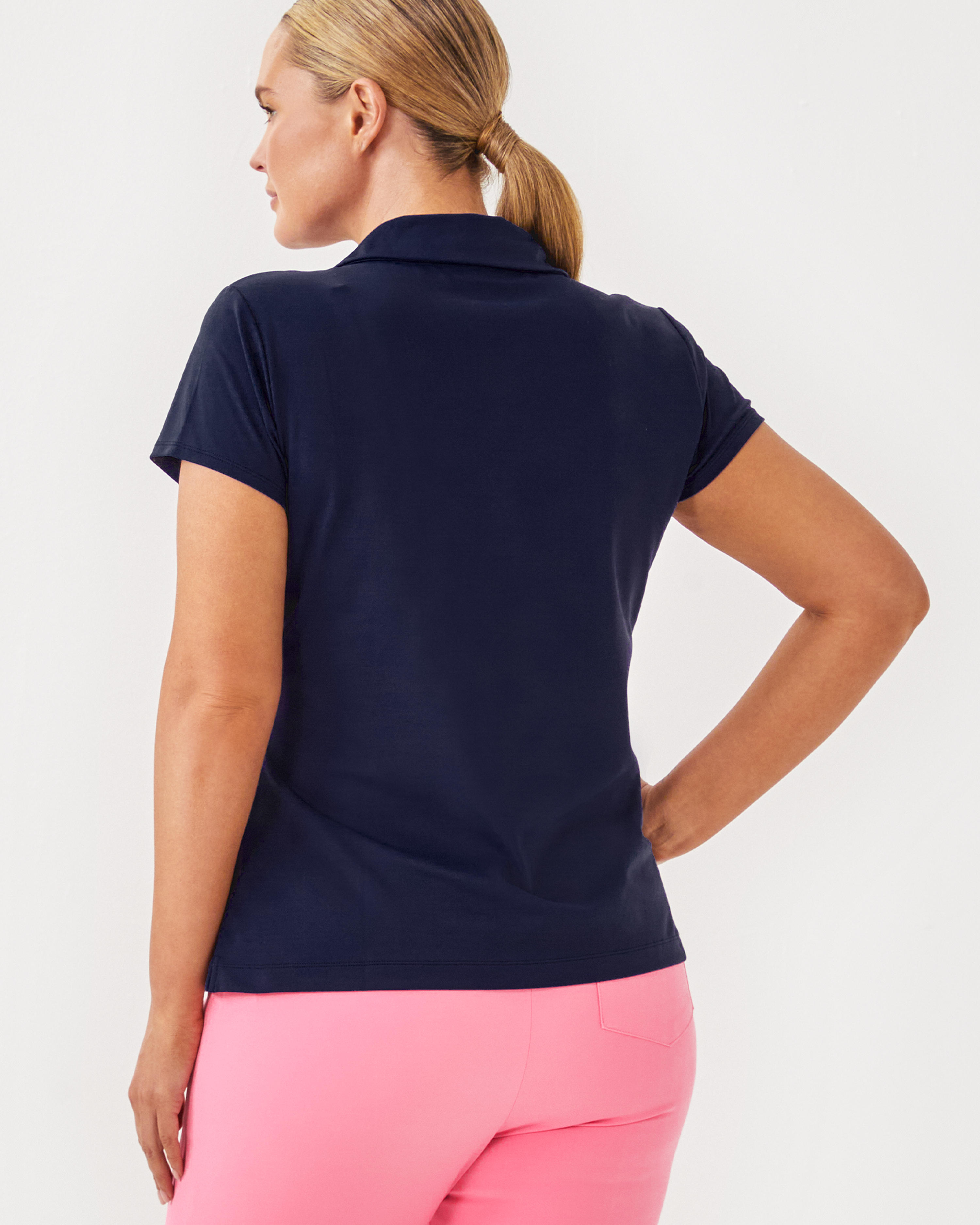 UPF 50+ Luxletic Frida Scallop Polo Top