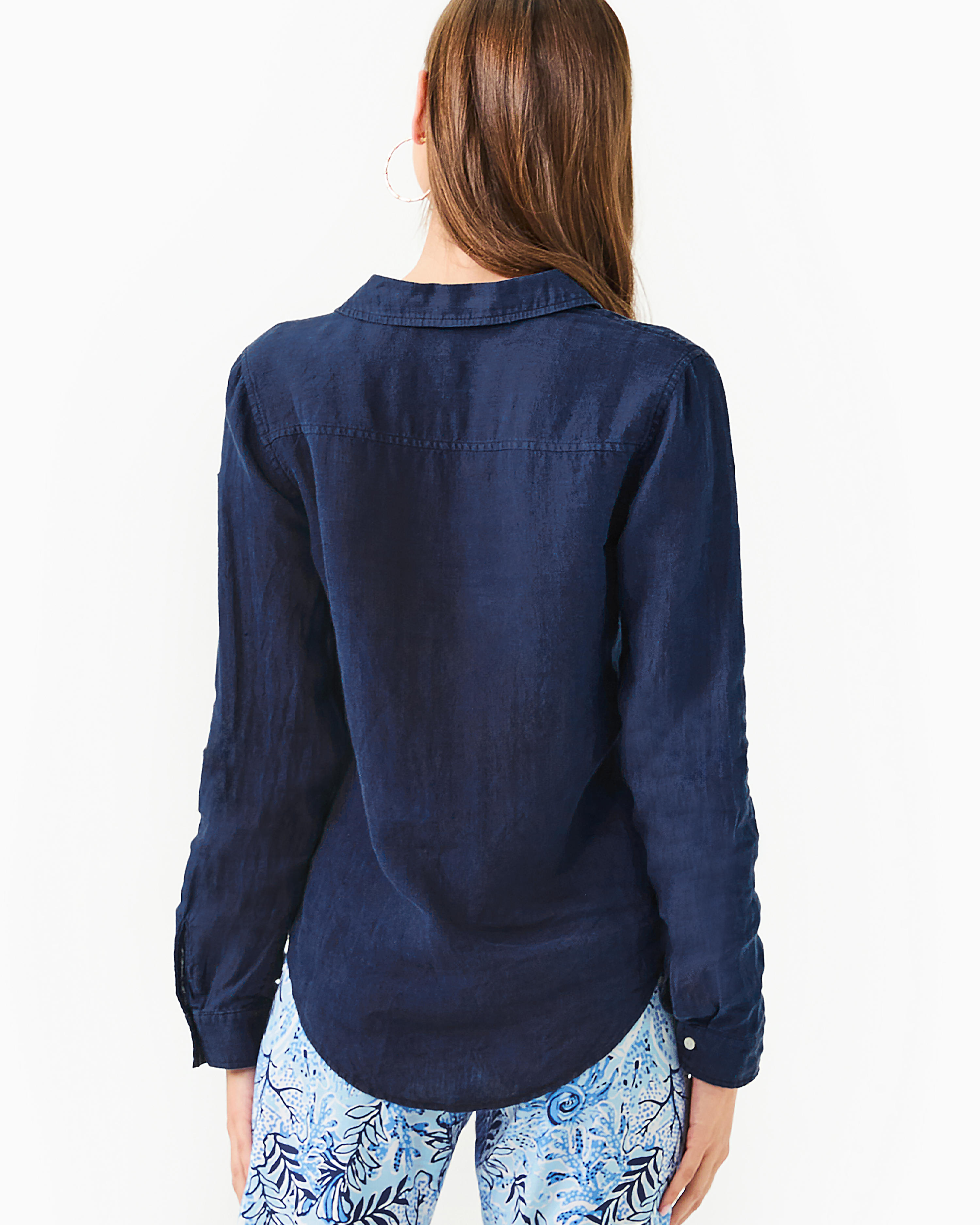 Sea View Linen Button Down Top