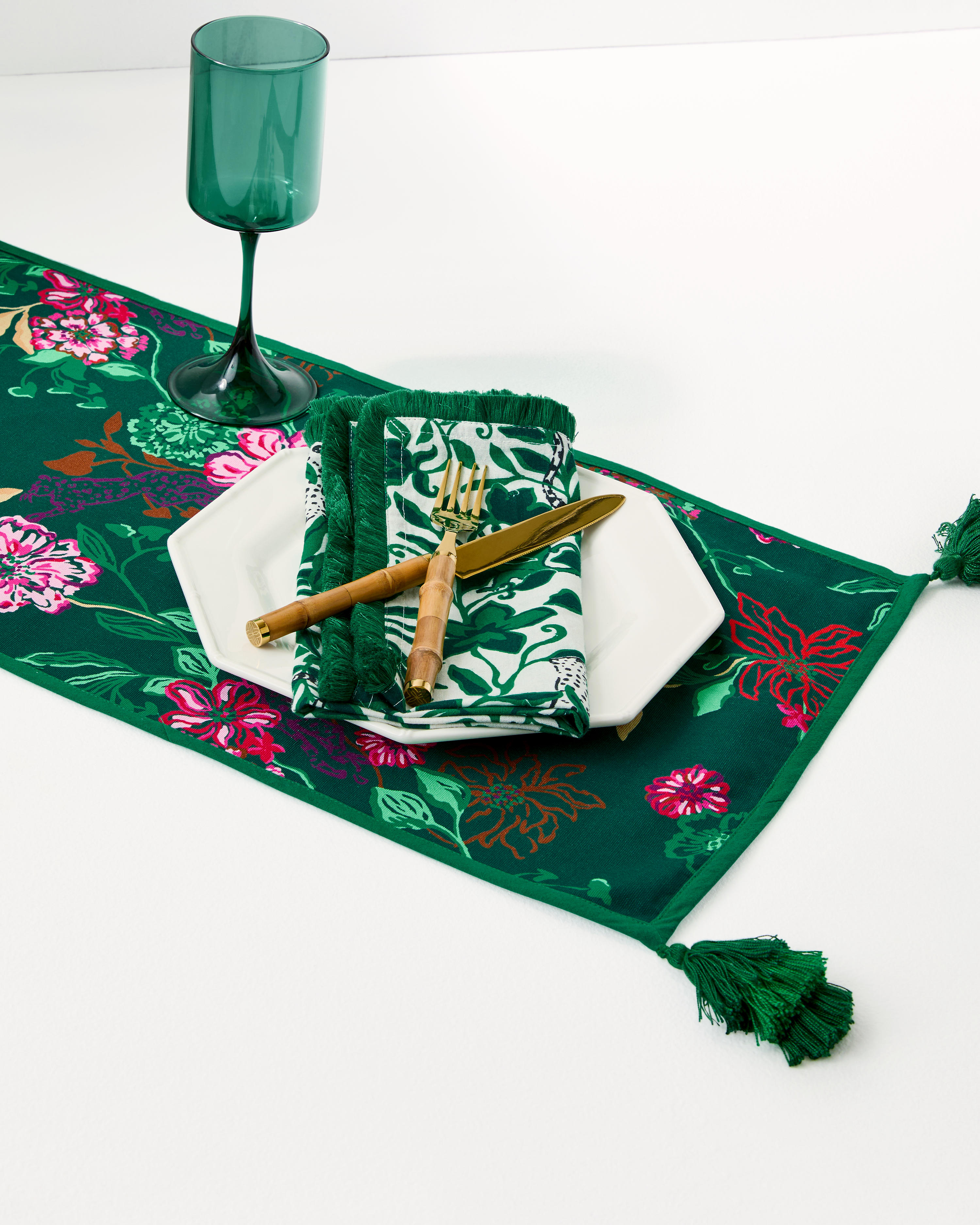 Printed Table Runner with Tassels
