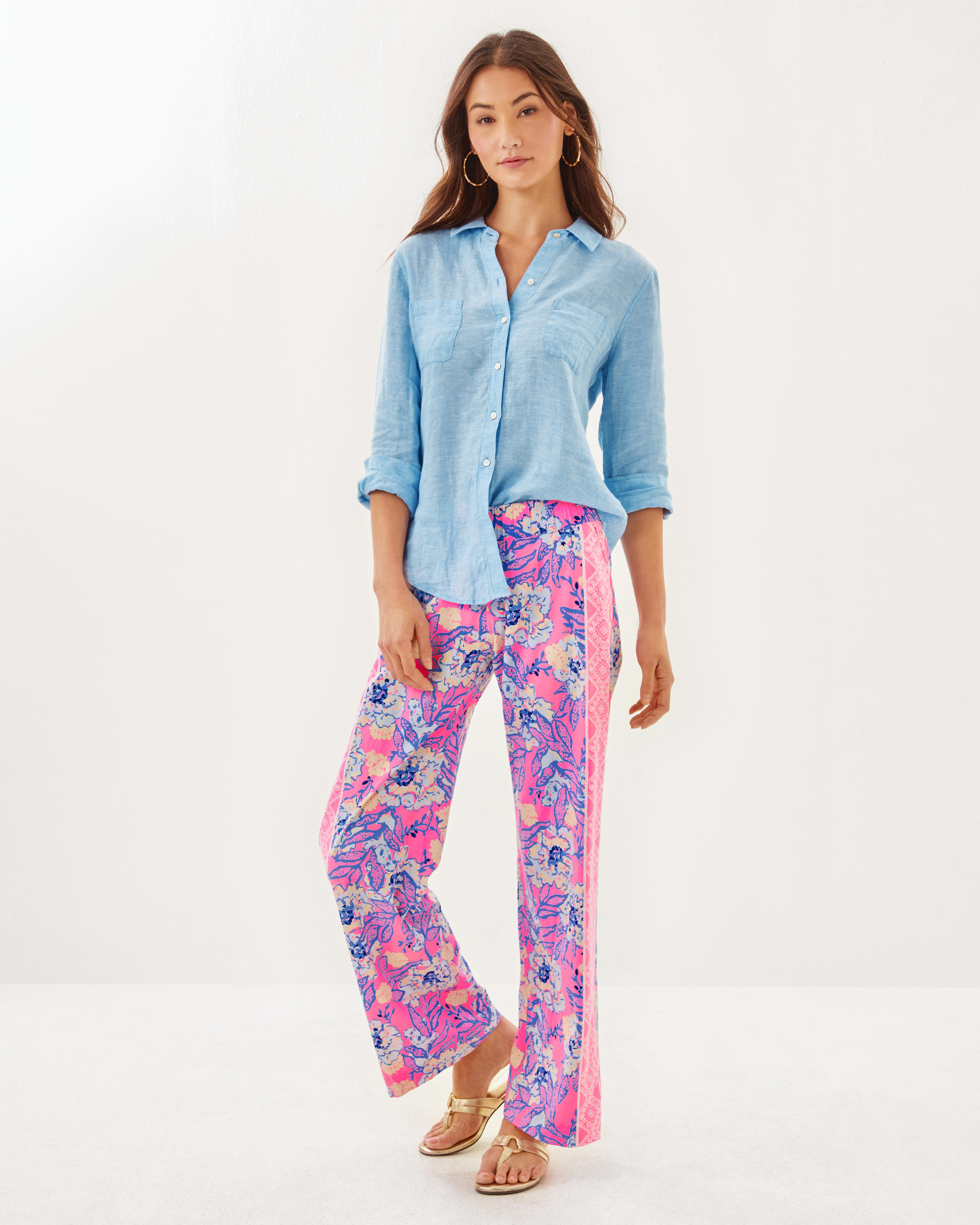 Sea View Linen Button Down Top