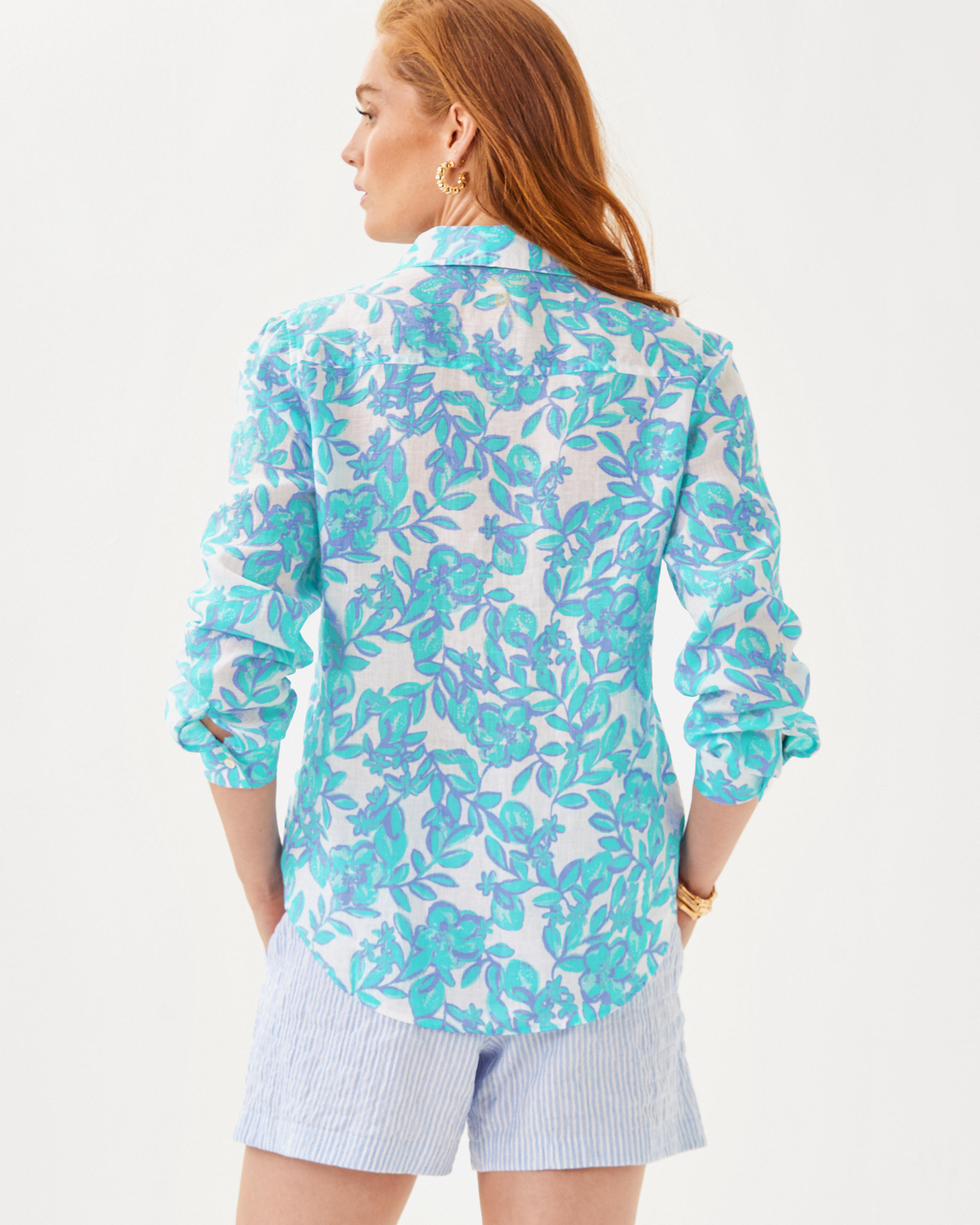 Sea View Linen Button Down Top