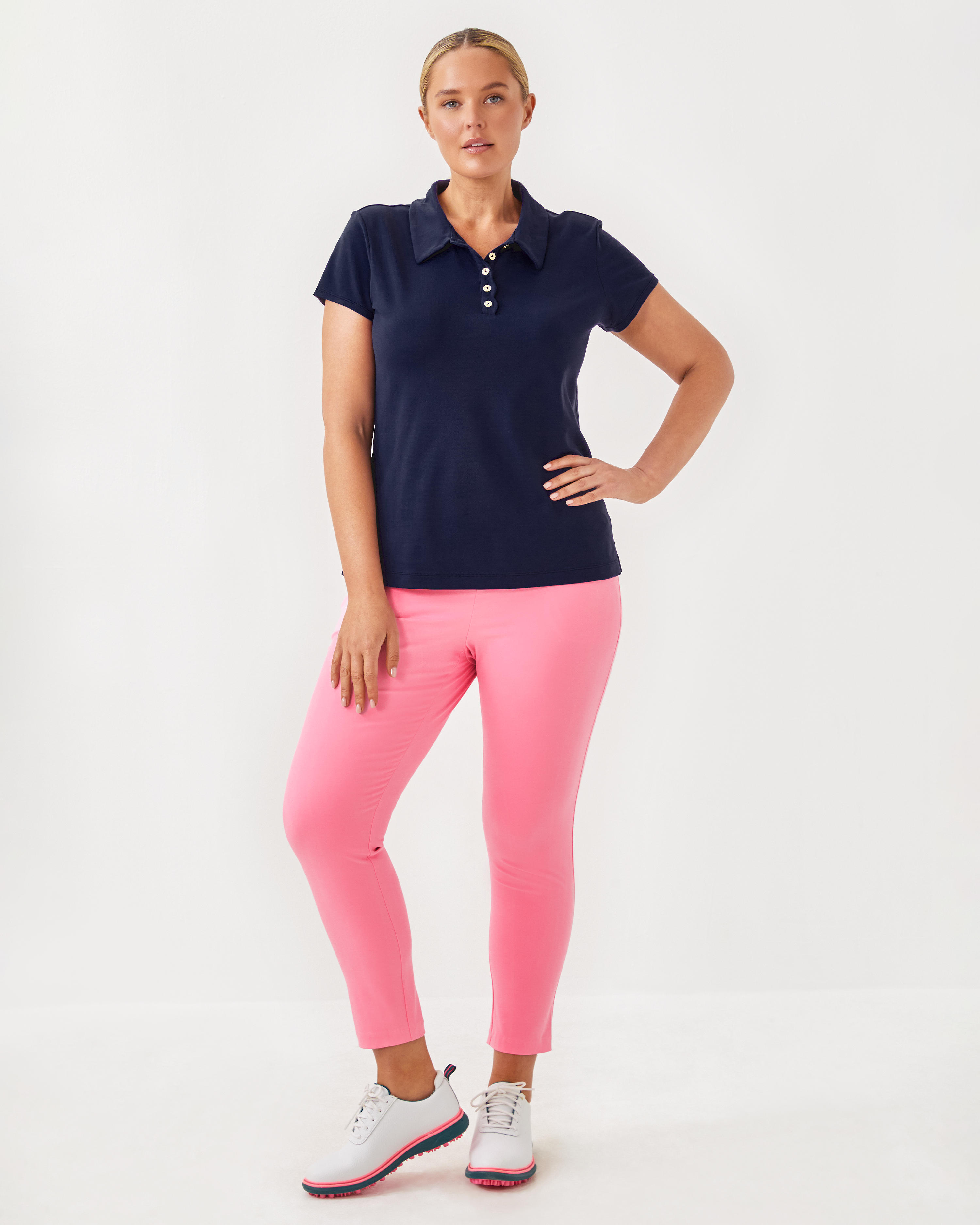 UPF 50+ Luxletic Frida Scallop Polo Top